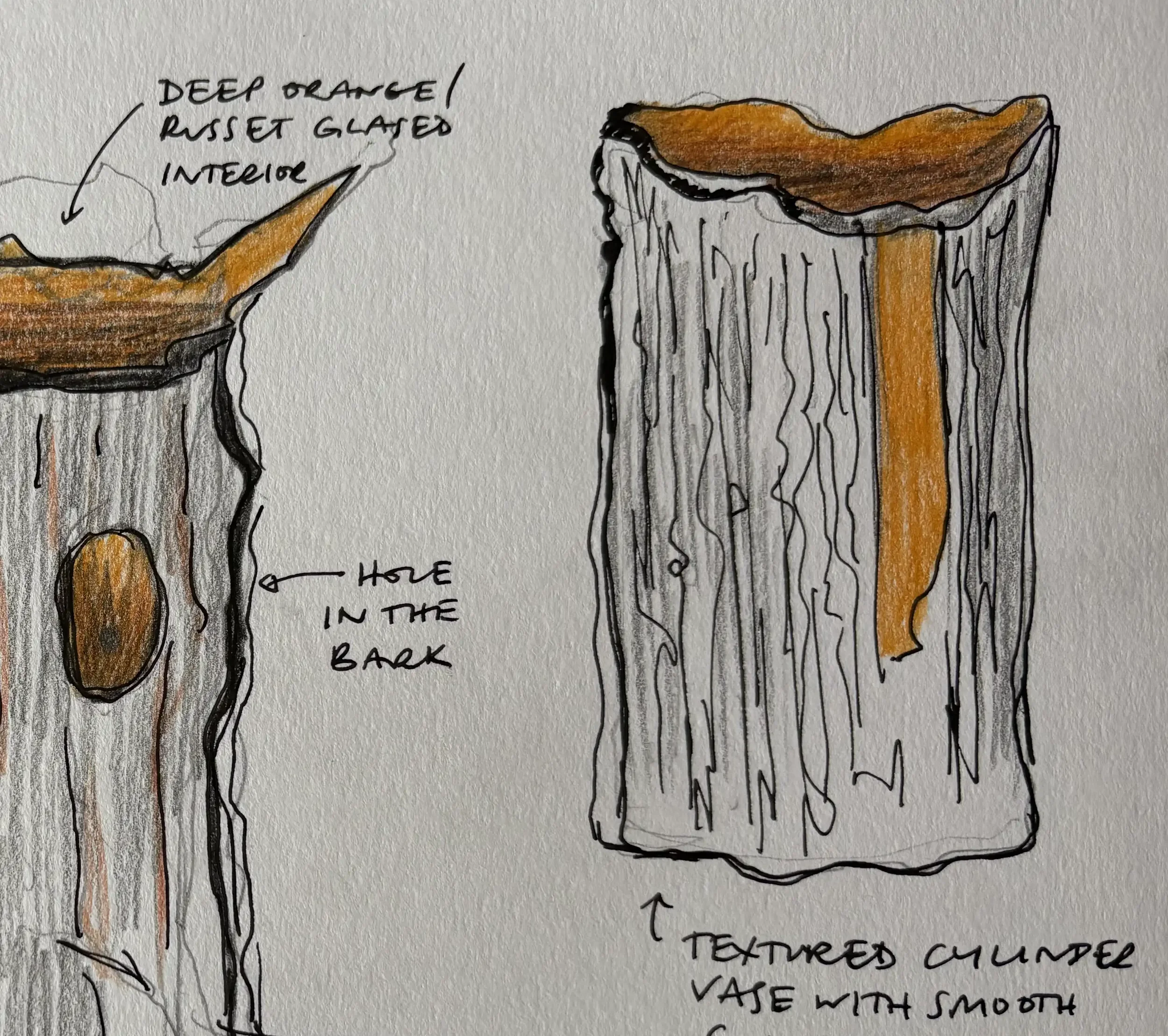 Original sketch of the secondary vessel.