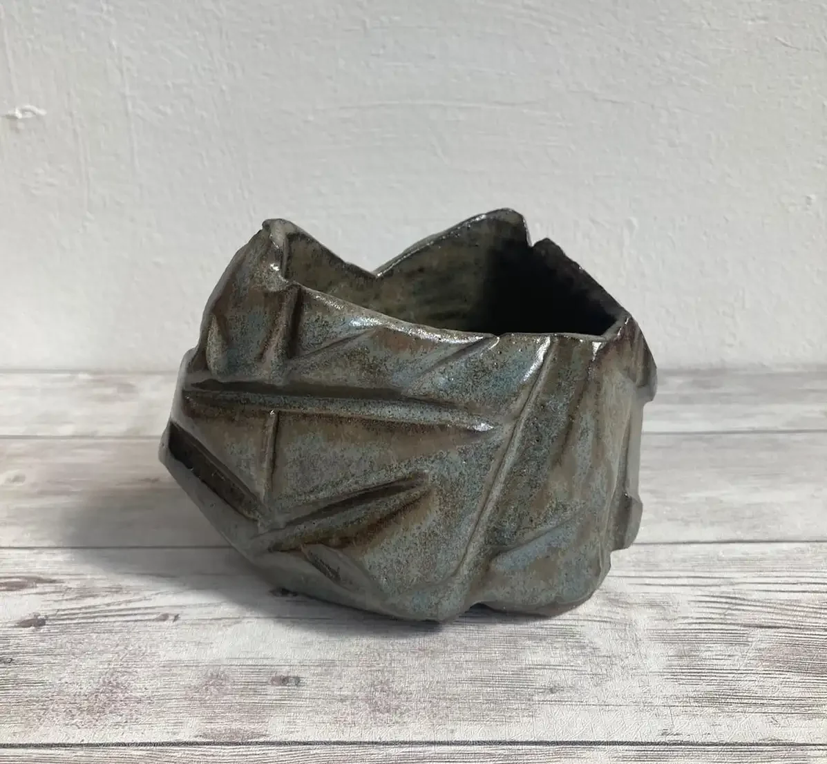 Glazed Kurinuki carved planter - photograph with thanks to Sophie Southgate.