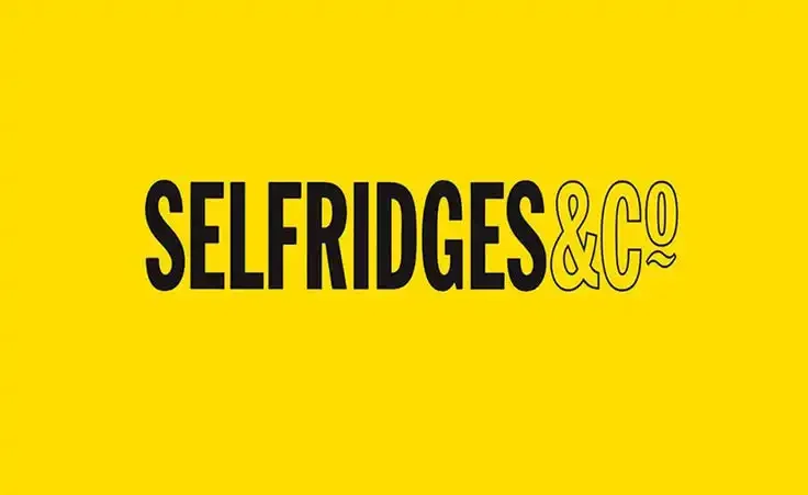 Logo of SELFRIDGES & Co on a yellow background with black and yellow text.