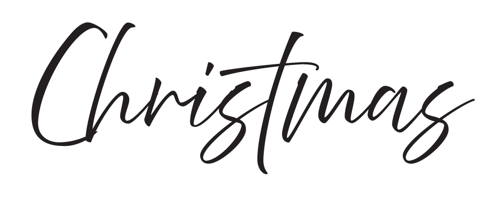 Text that reads "Christmas" in elegant cursive font.
