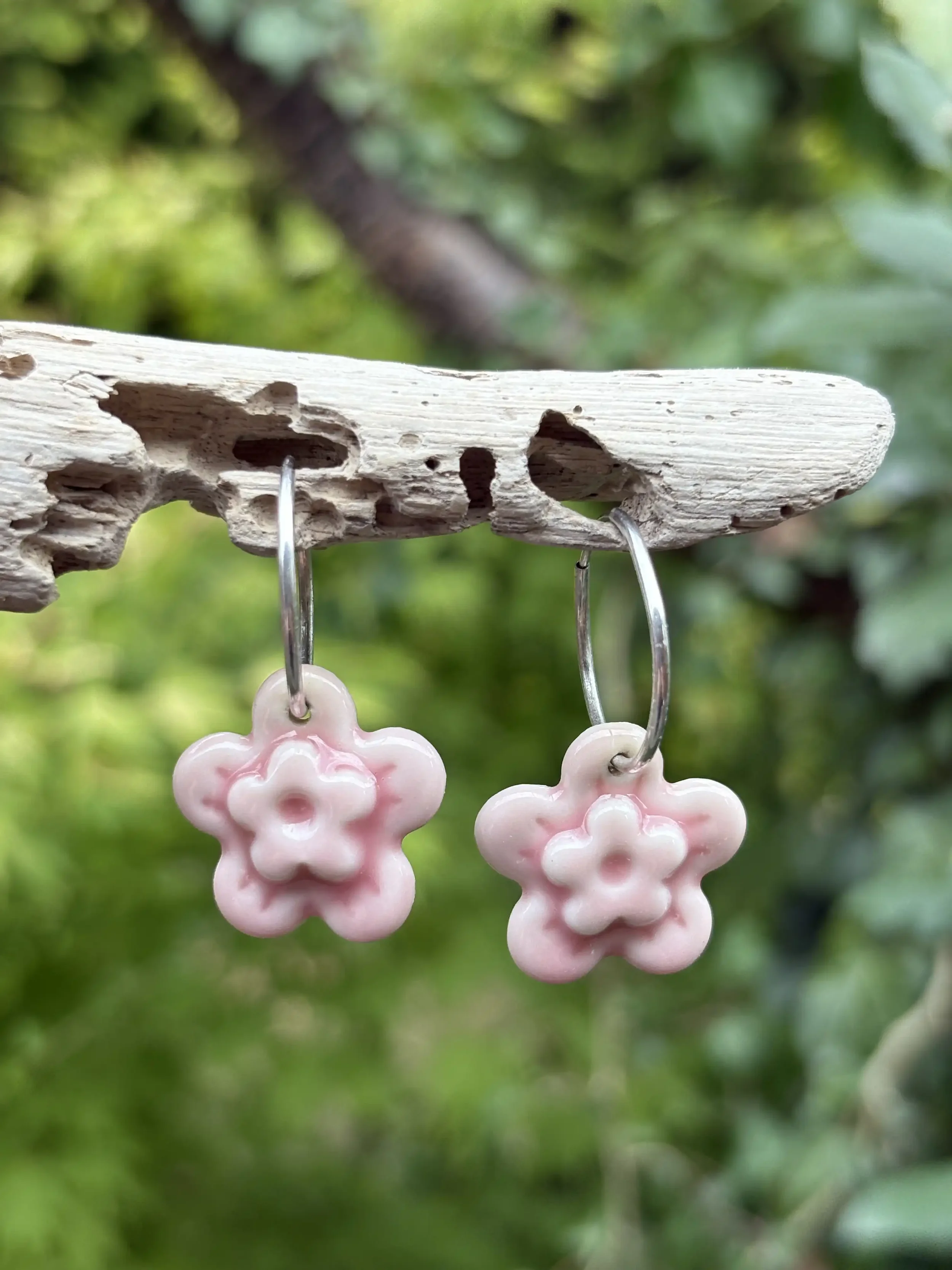 Porcelain Pink Flower Endless Hoop Charms