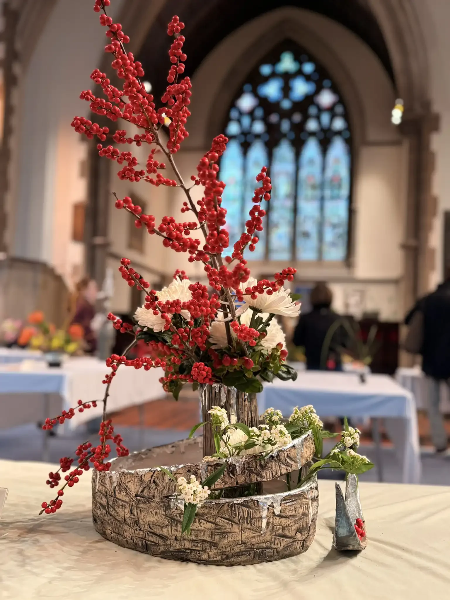 The main floral arrangement.