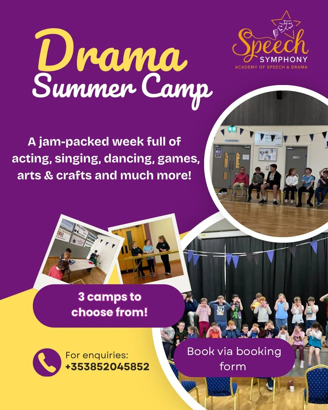 Summer fun starts here! 🎬🎭 

Our Drama Summer Camps are packed with acting, singing, dancing, games, and arts &amp; crafts - perfect for building confidence, creativity, and friendships. 

➡️3 weeks to choose from 
➡️Ages 4&ndash;12 (Week 3: Ages 8