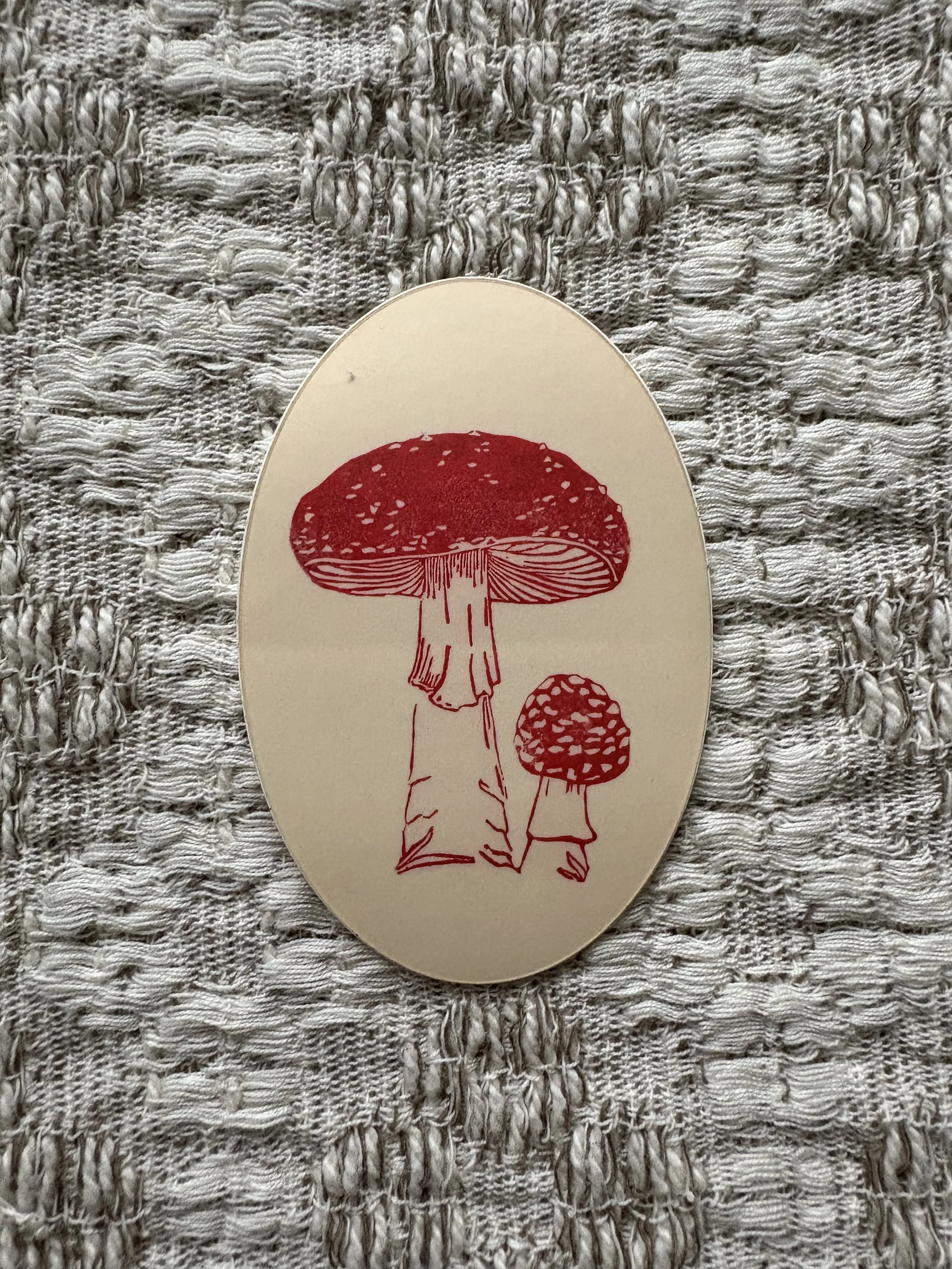 Mushroom Linocut Vinyl Sticker
