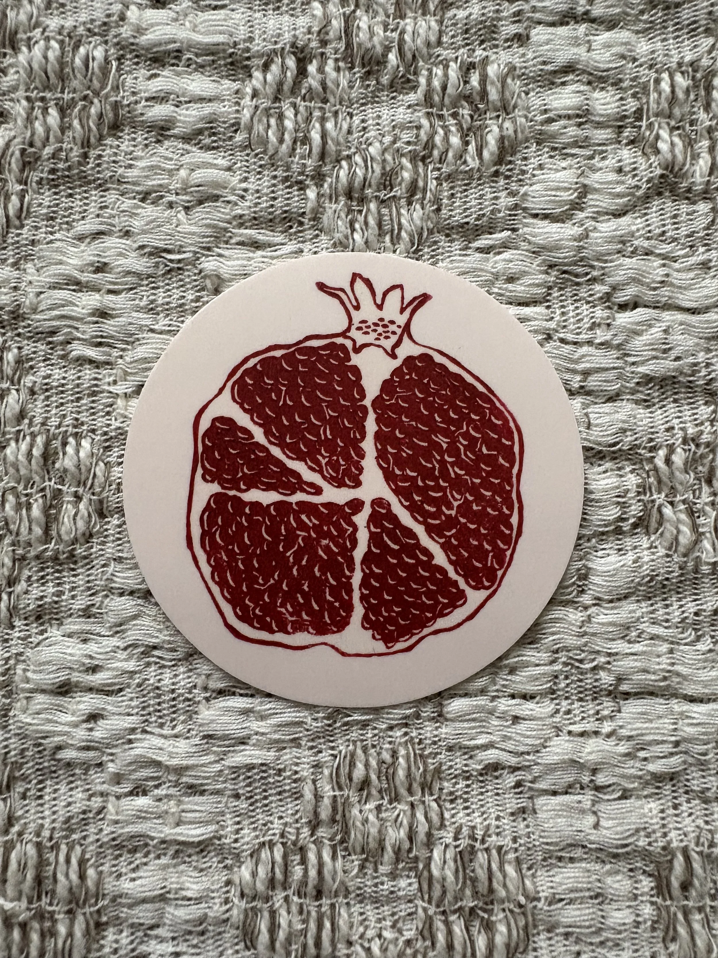 Pomegranate Linocut Vinyl Sticker