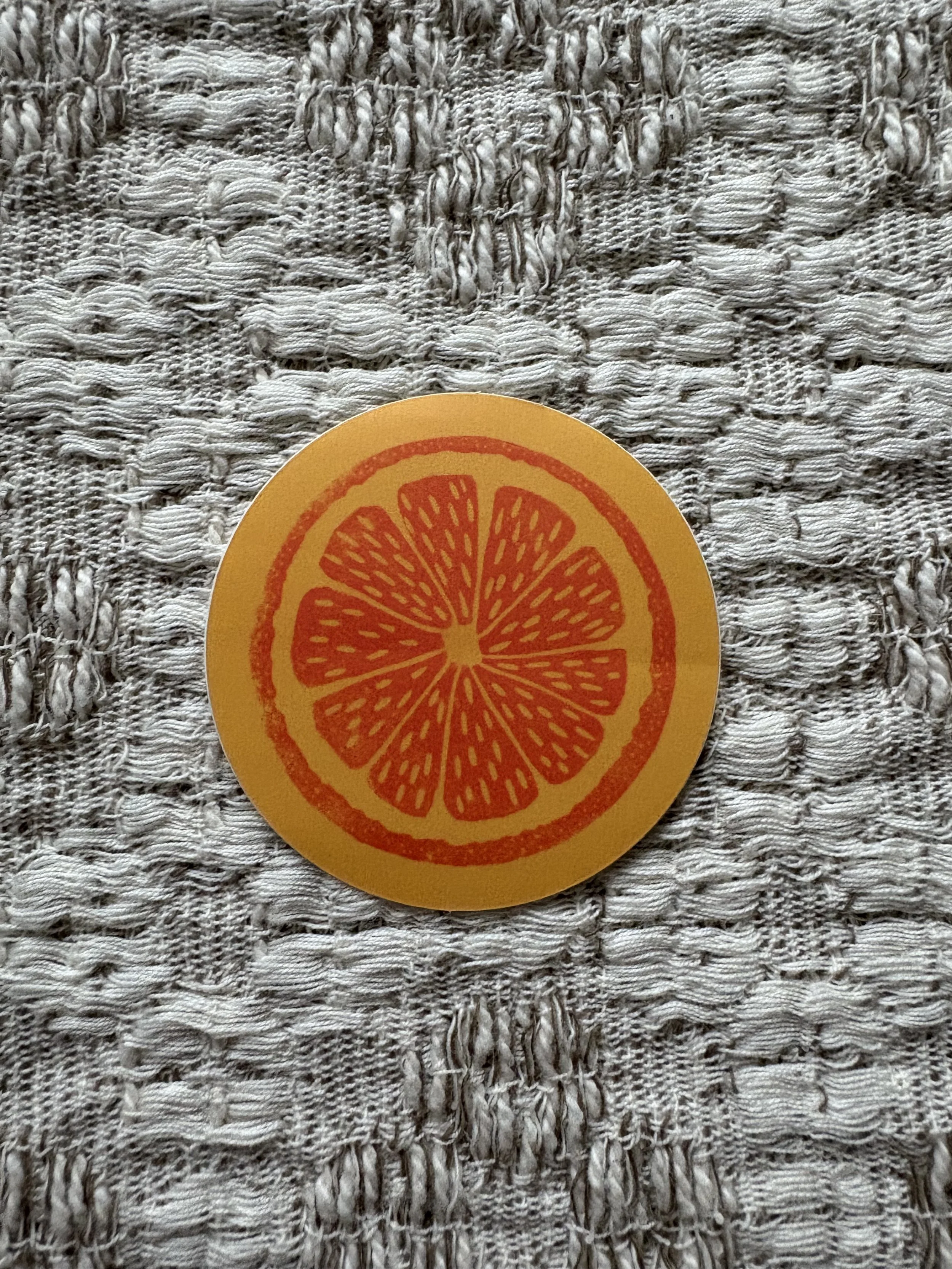 Orange Linocut Vinyl Sticker