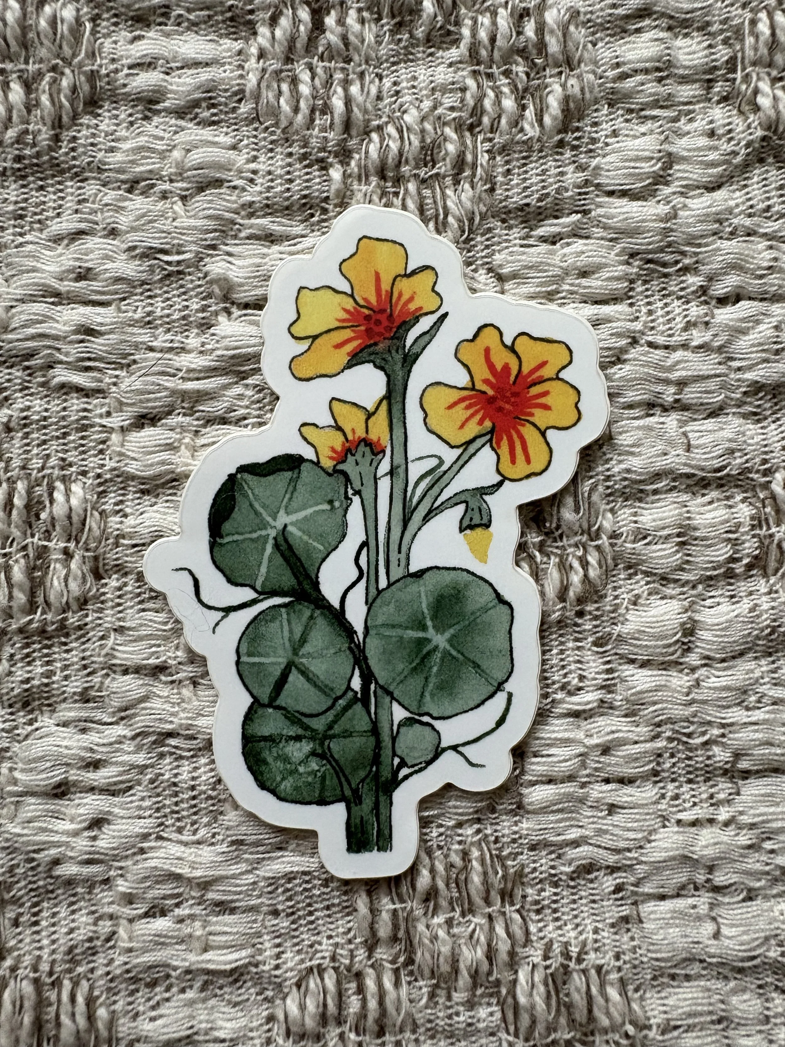 Nasturtium Watercolor Vinyl Sticker