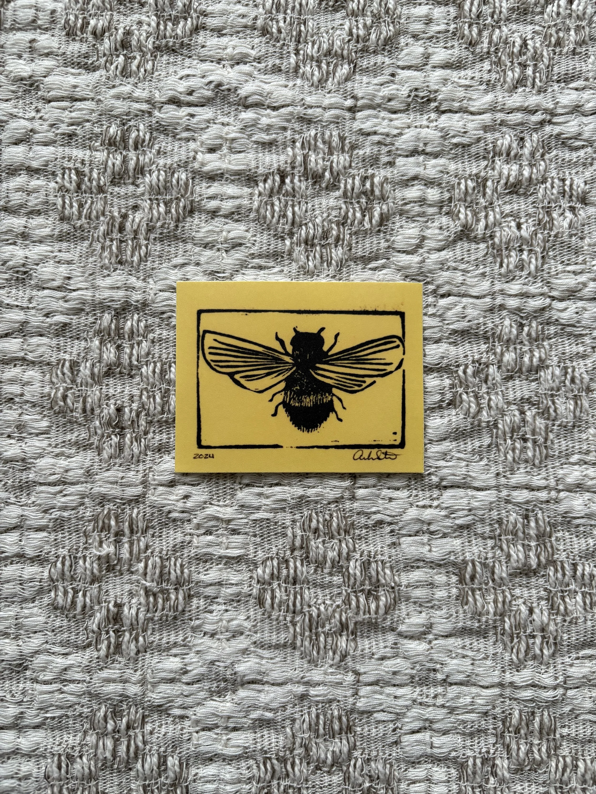 Bee Linocut Vinyl Sticker