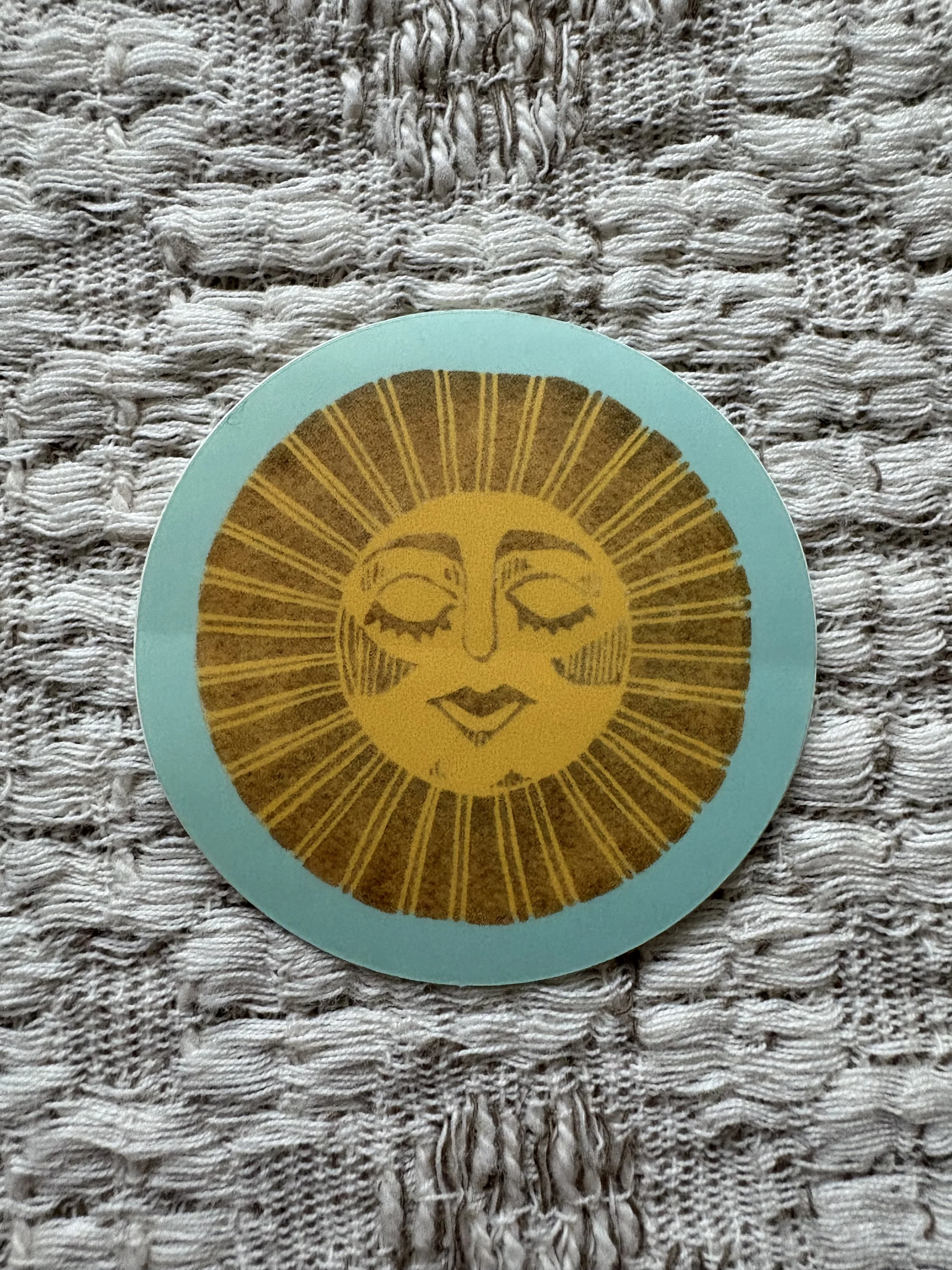 Golden Sun Linocut Vinyl Sticker