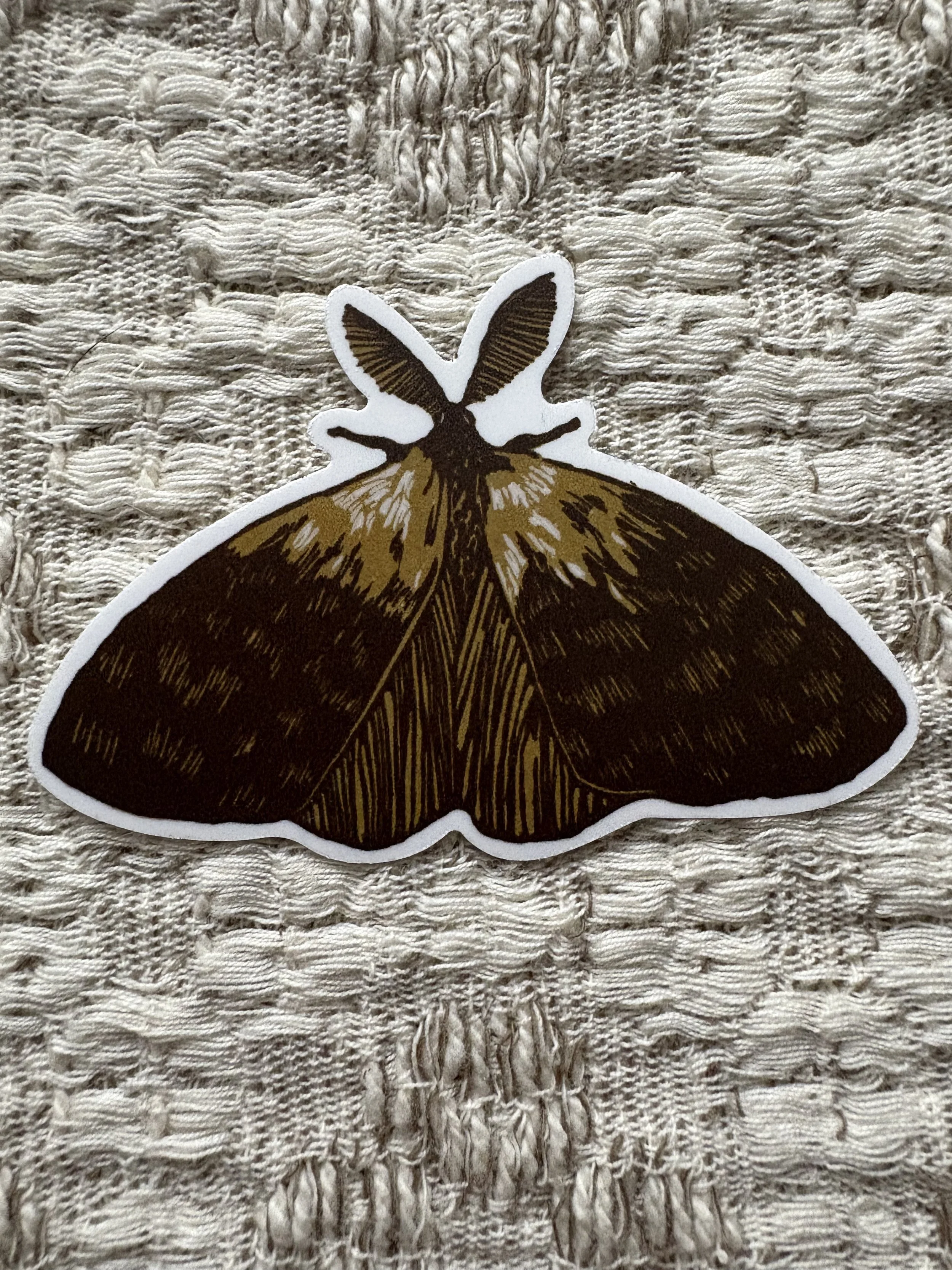 Moth Linocut Vinyl Sticker