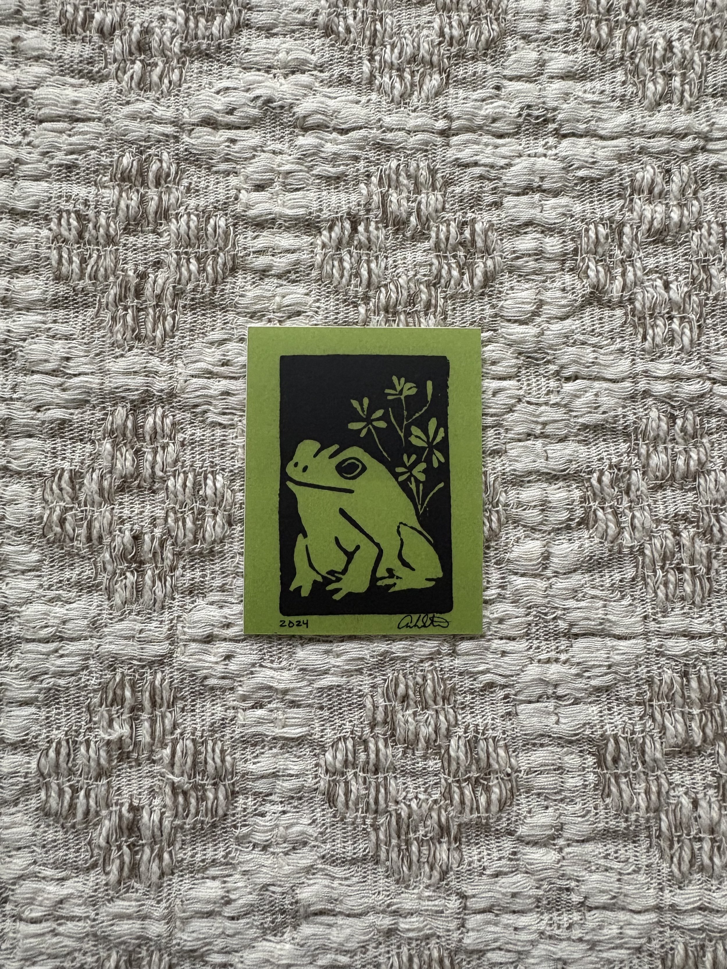Frog Linocut Vinyl Sticker