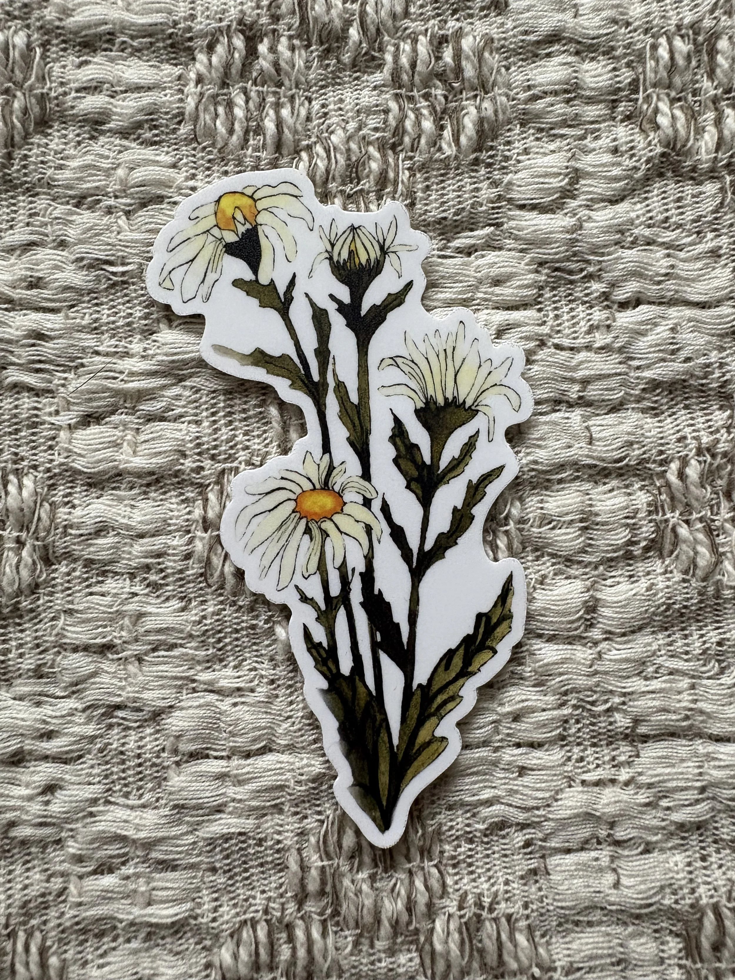 Watercolor Daisy Vinyl Sticker