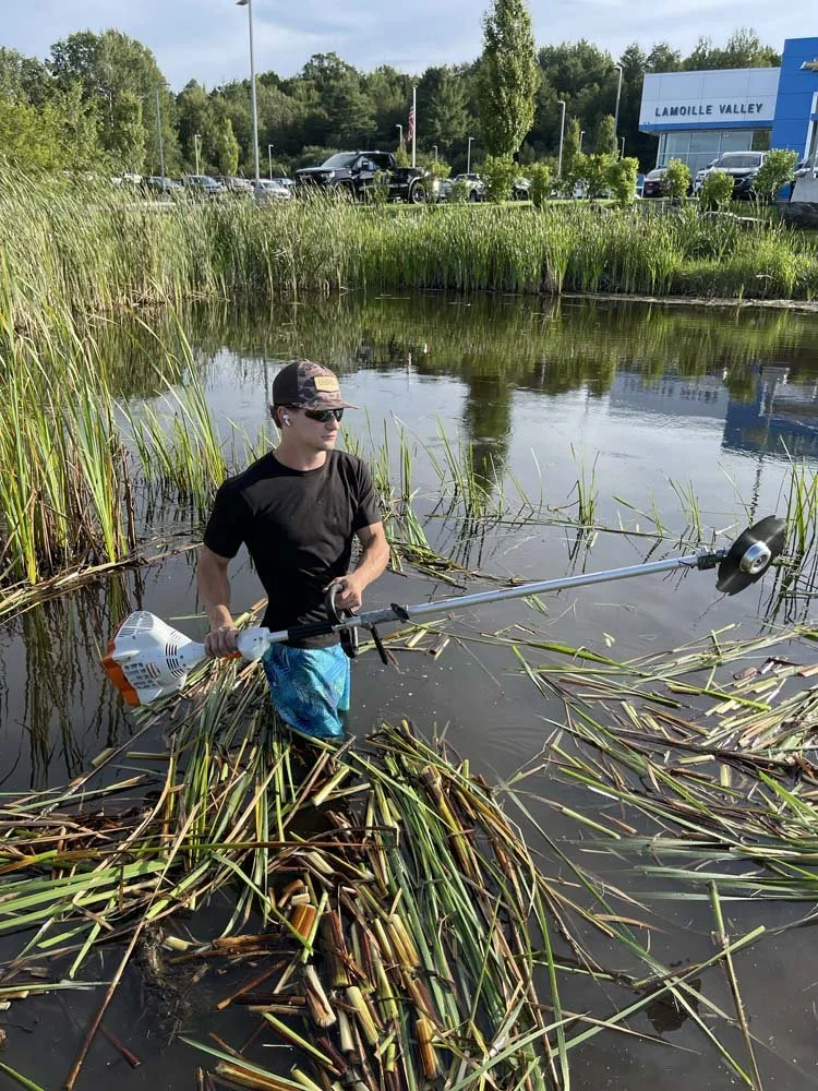 Eric in the weeds at the cleanup site