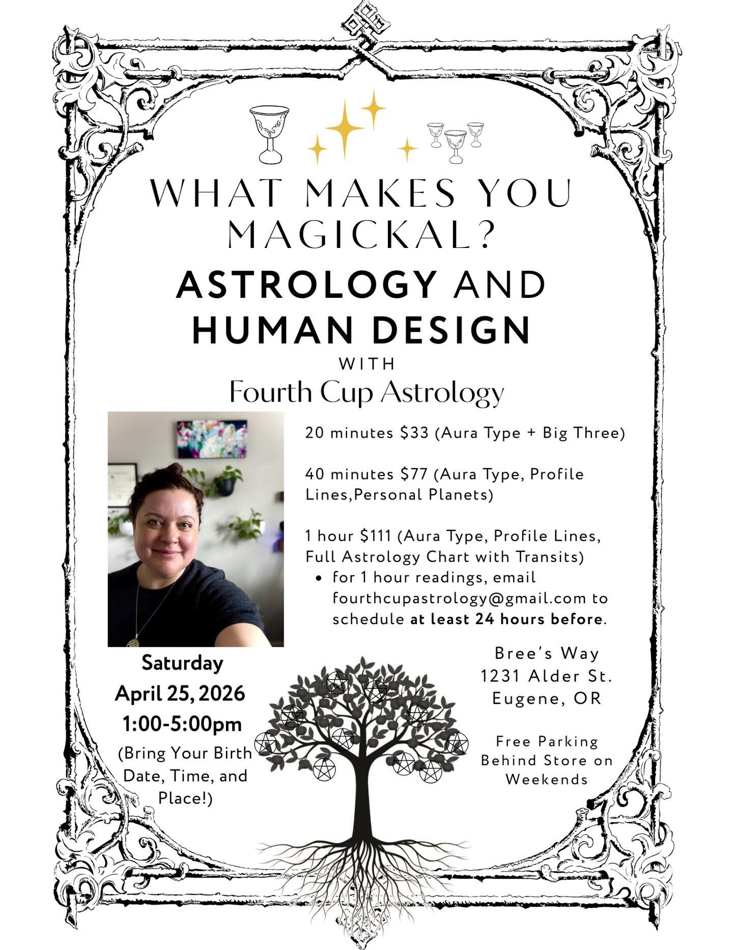 What Makes You Magickal? I&rsquo;m excited to be @brees_way in Eugene on April 25 for Astrology and Human Design readings! I normally don&rsquo;t do mini readings in my practice, so this is a great chance to dip your toe into the celestial waters if 