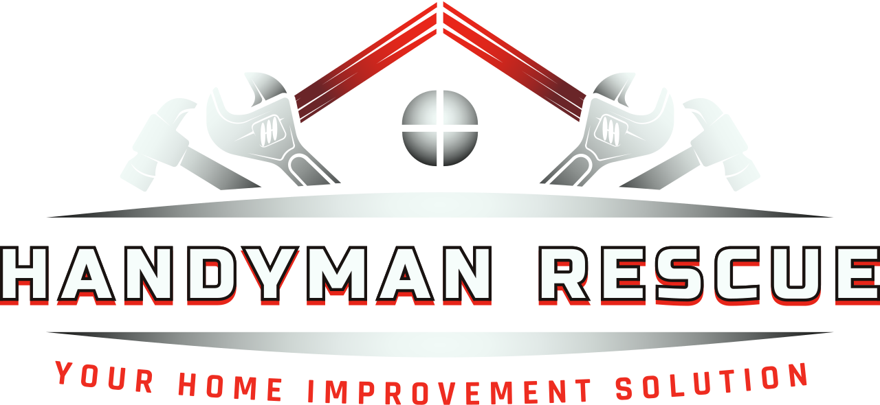 Logo with top graphic of a wrench and screwdriver crossed over a roof, and text reading 'Handyman Rescue' in bold letters.