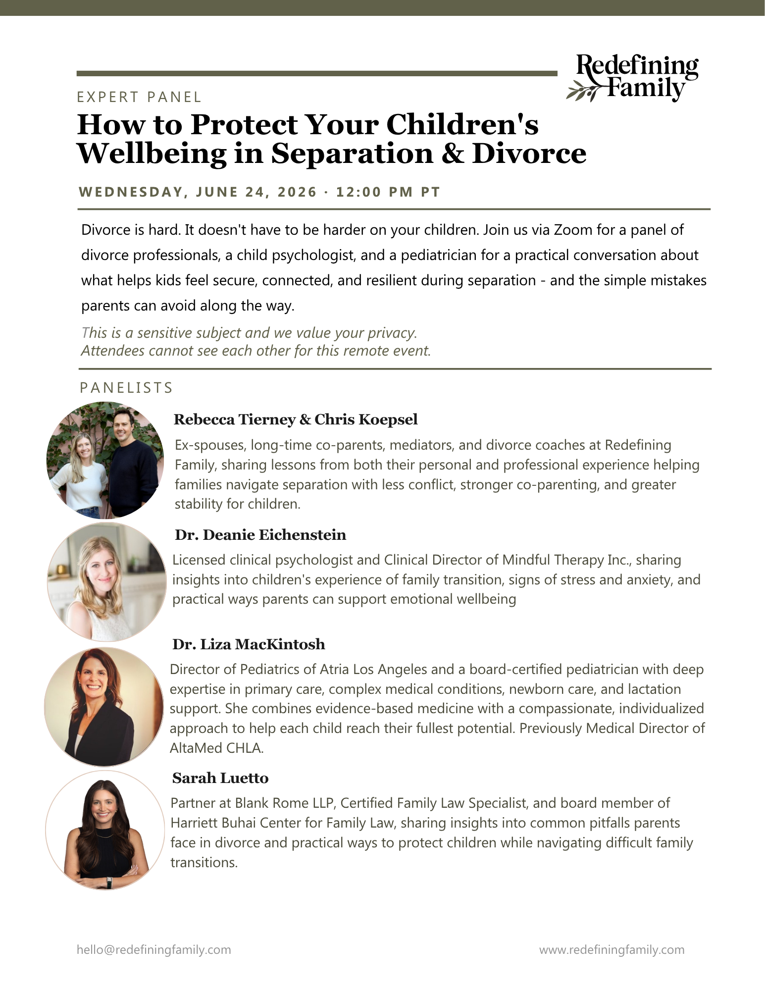 Remote expert panel on how to protect children's wellbeing in separation and divorce