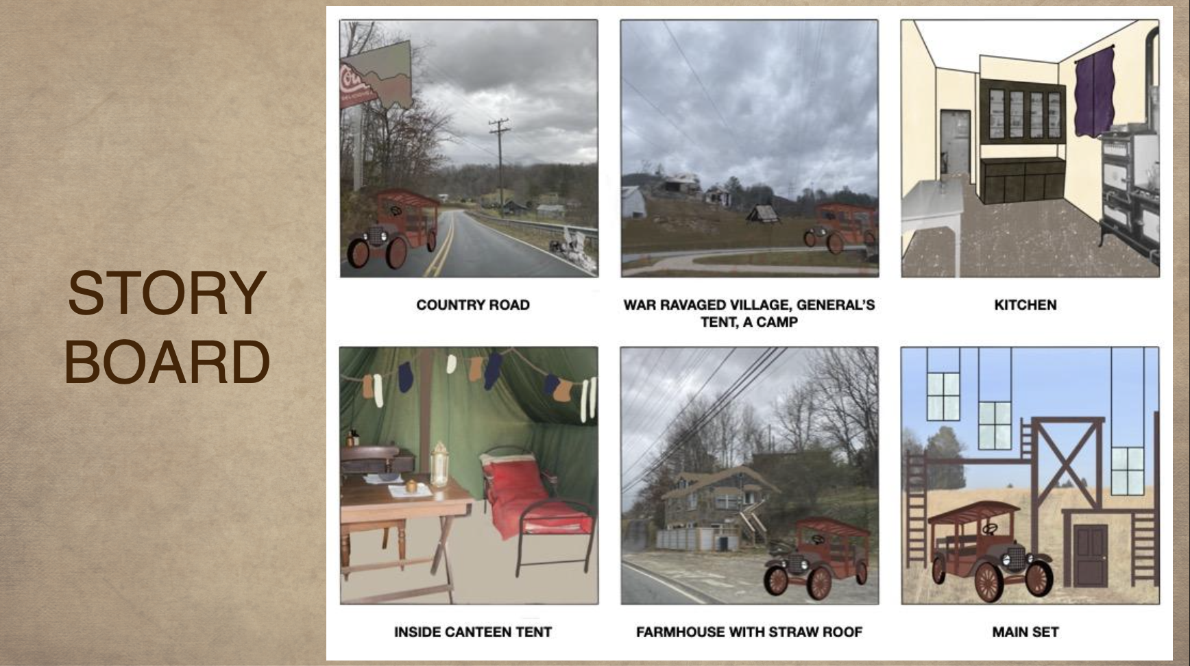 Concept/spec design and storyboard for “Mother Courage"