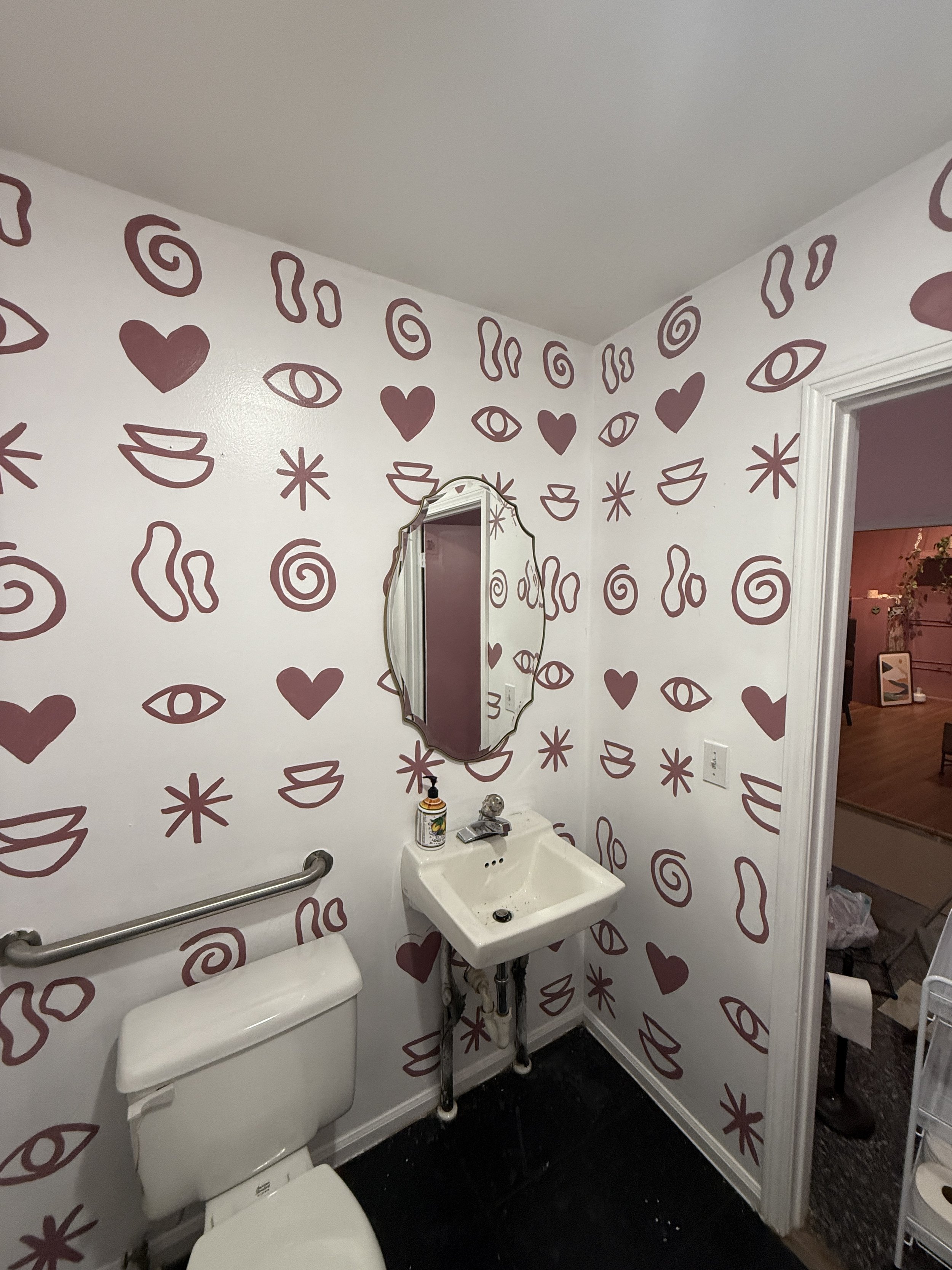 Bathroom mural created for Carly & Cass Boutique staff bathroom.