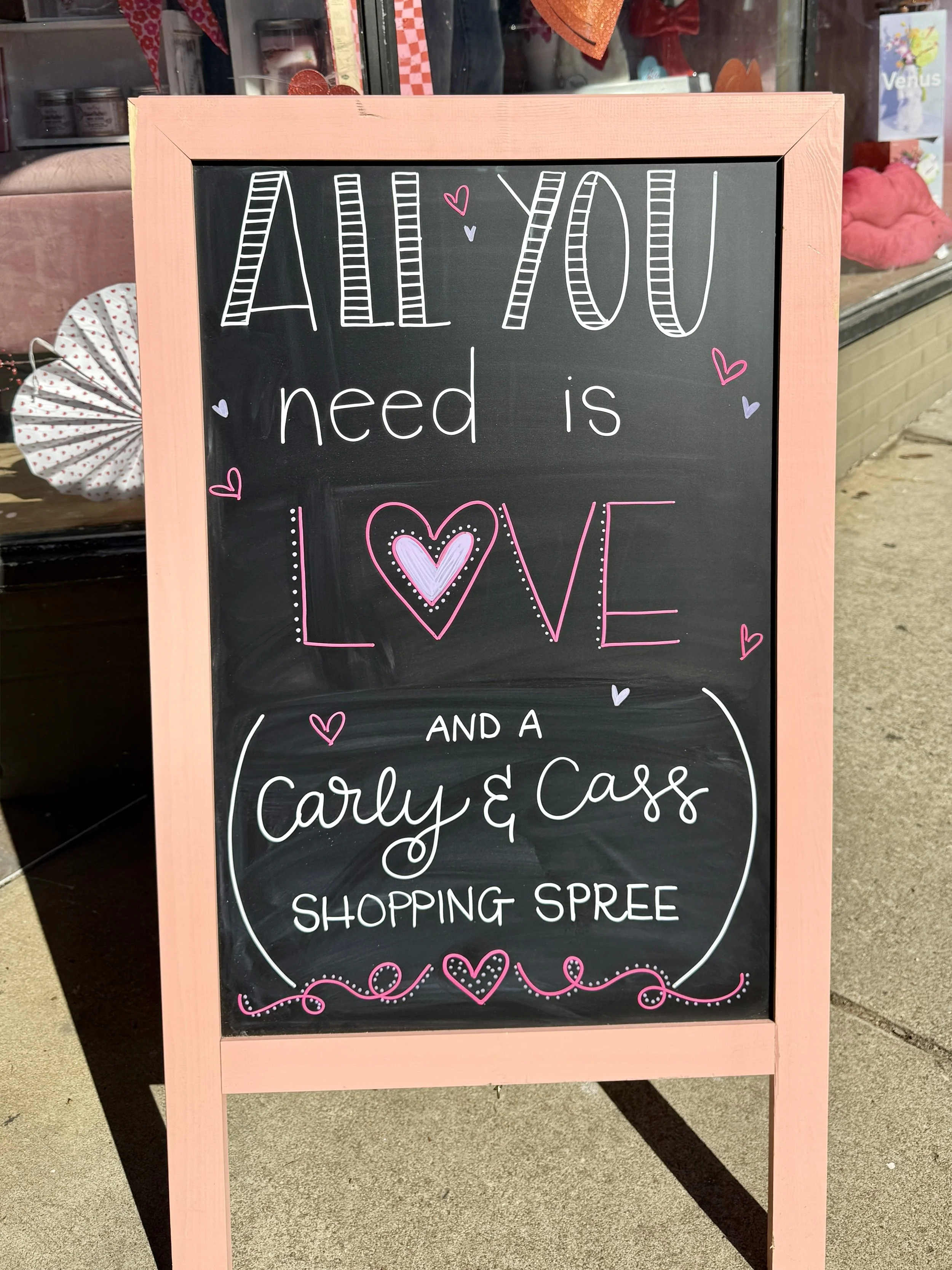 Chalkboard sign for Valentine’s Day.