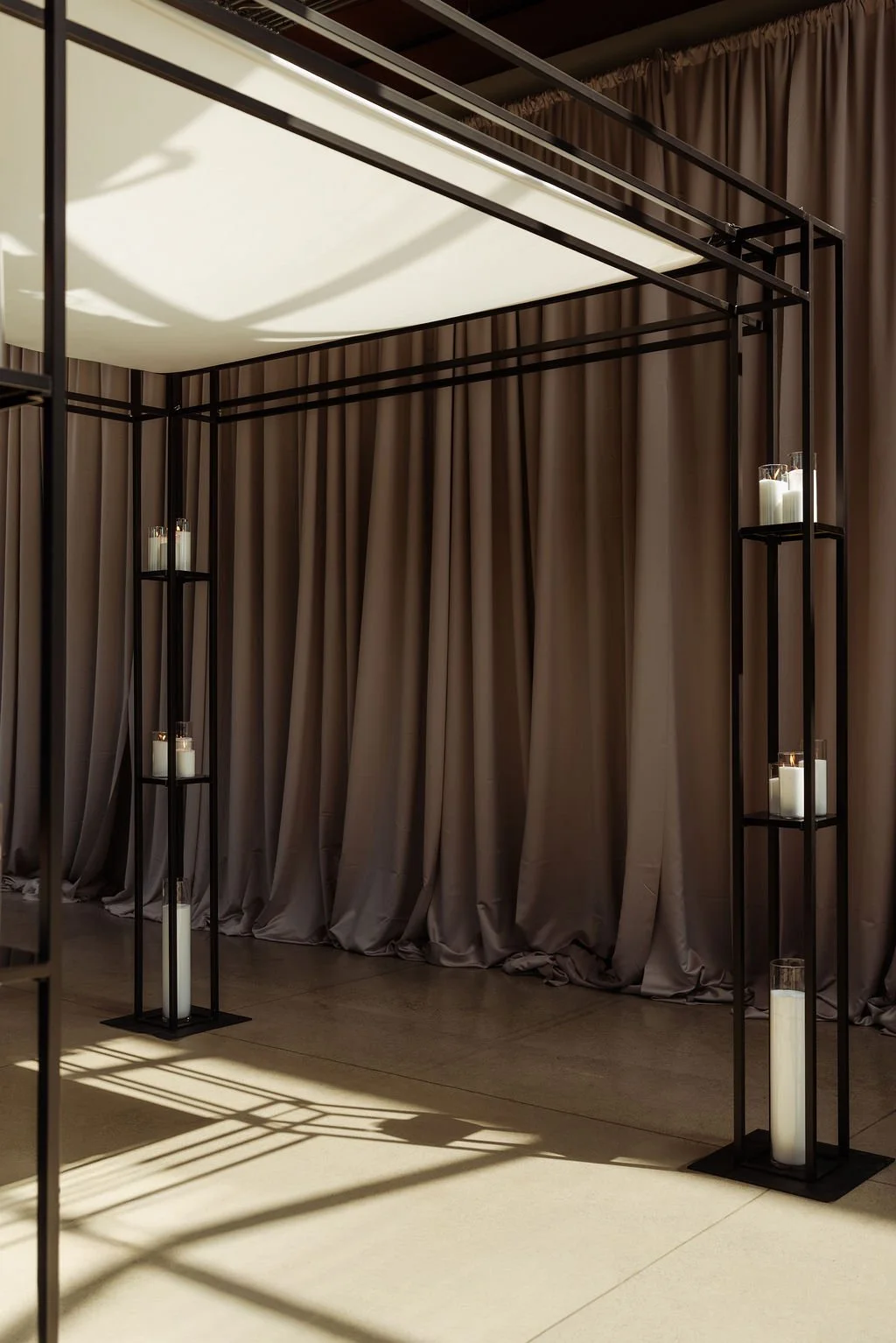 AXIS modern chuppah and ceremony structure with adjustable shelving and integrated canopy