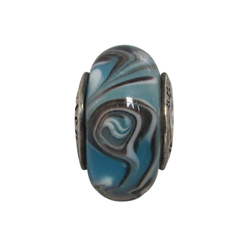 Sislenia Brown and Aqua Murano Glass & SS .925 Charm 310368