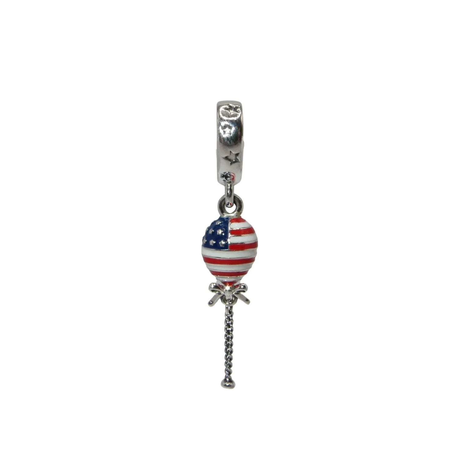 Pandora America USA Patriotic Dangle Flag Enamel & Sterling Silver Charm 791684C01