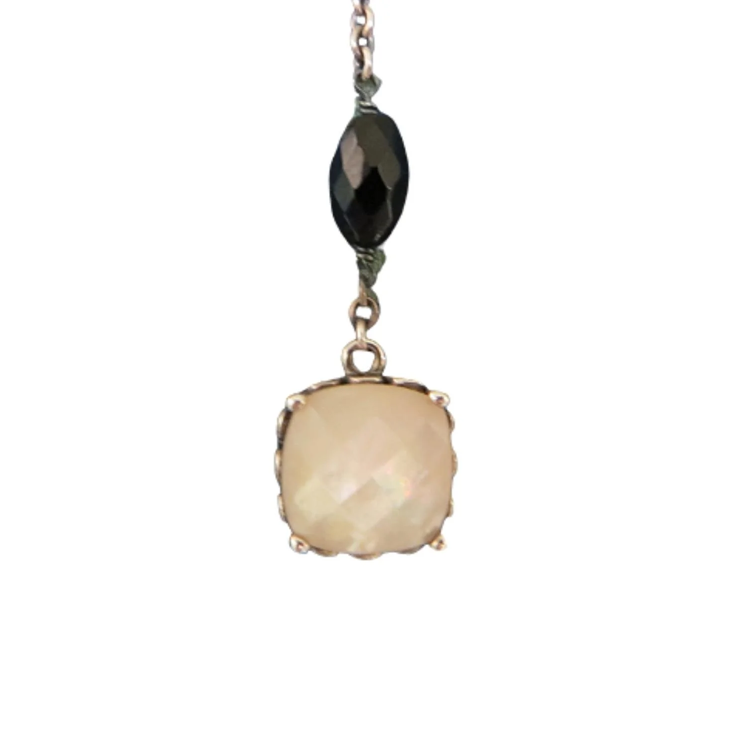 Pandora Very Rare!!!!  Elegant Sincerity Mother of Pearl SS .925 & Black Zirconia Necklace 590318MP48