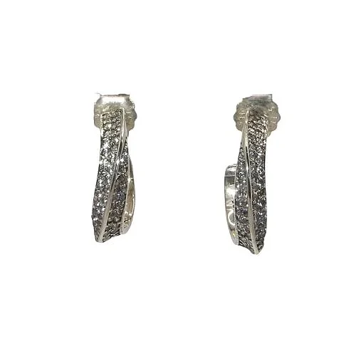 Pandora Elegant Waves Clear CZ and Sterling Silver Hoop Earrings 297097CZ