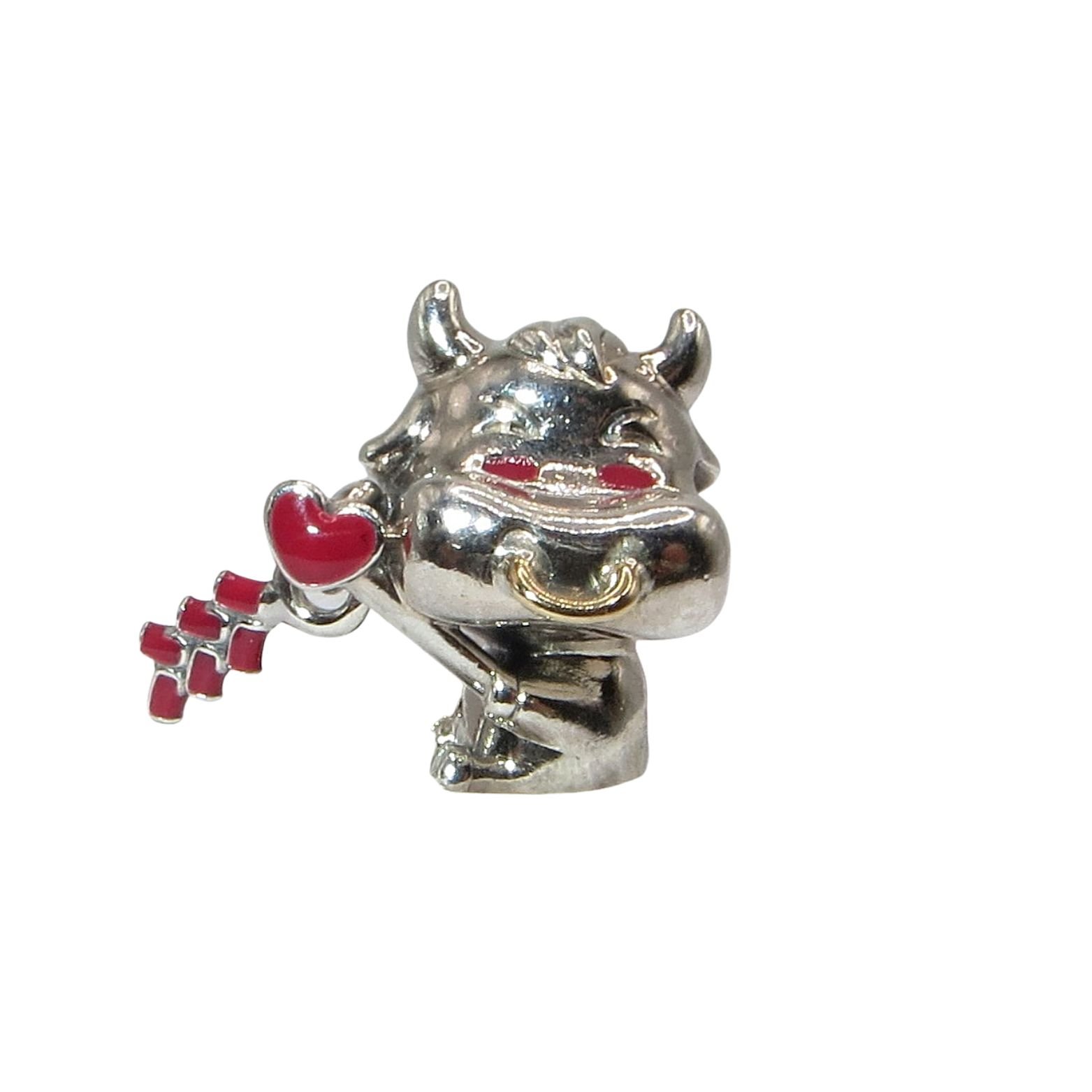 Pandora Cute Little Ox Red Enamel 14k Gold & Sterling .925 Charm 799268C01