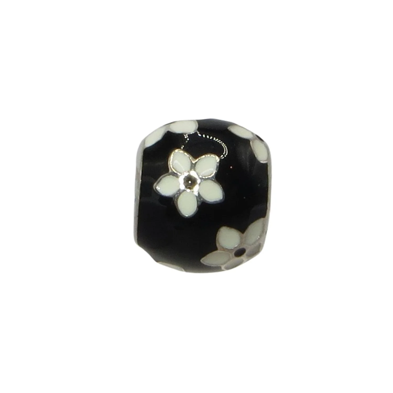 Pandora Mystic Flower Black & White Enamel and Sterling Silver Charm 791398ENMX