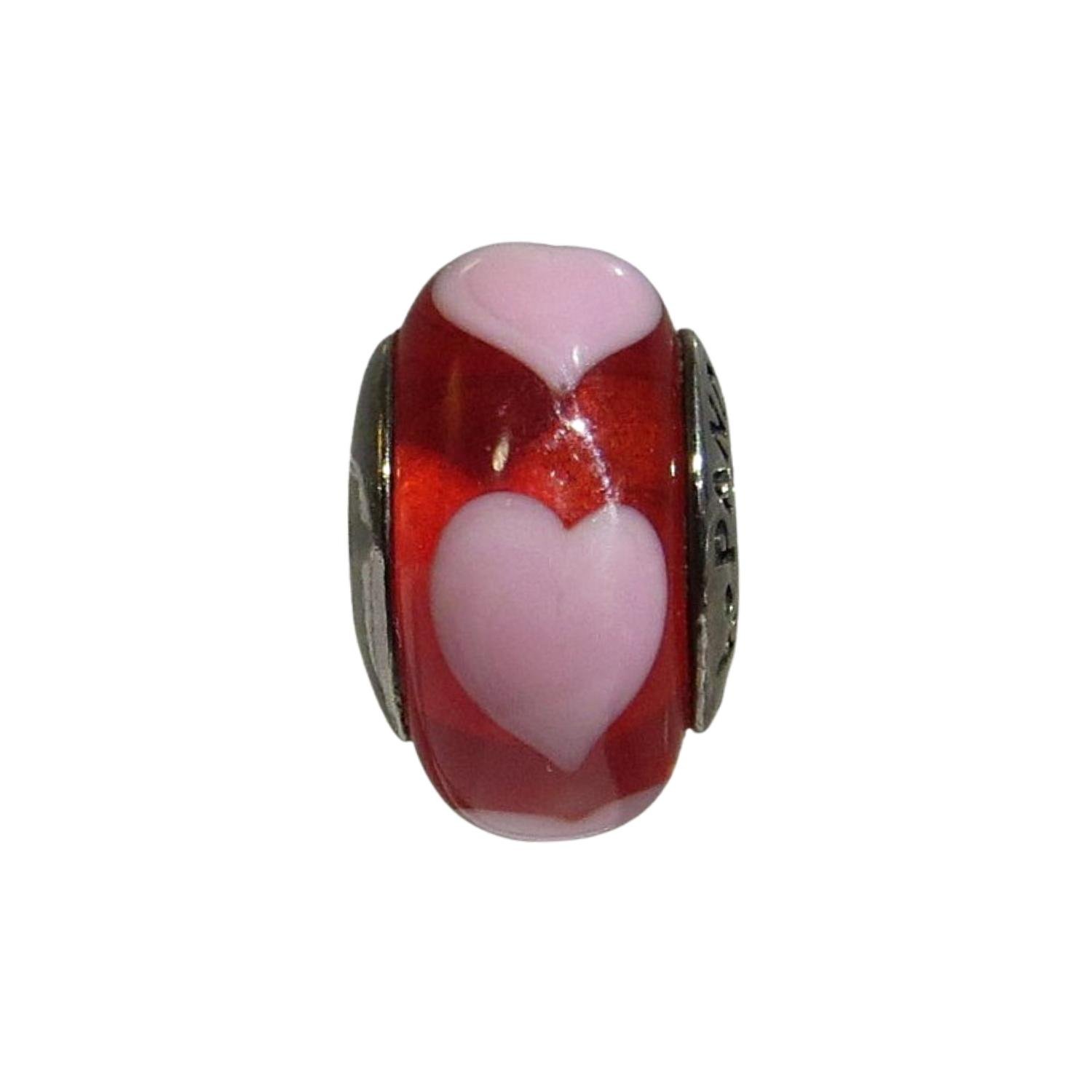 Pandora Red Love Pink Hearts Murano Glass & SS .925 Charm 790658
