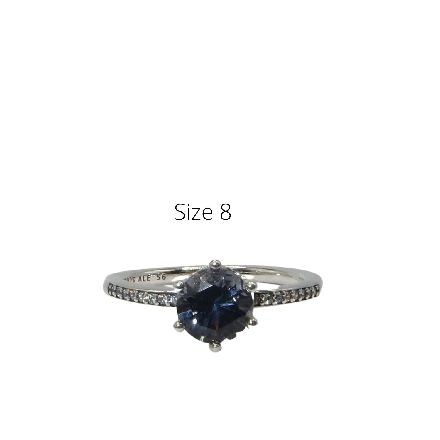 Pandora Blue Sparkling Crown Size 8 SS .925Blue CZ Ring 198289NSWB