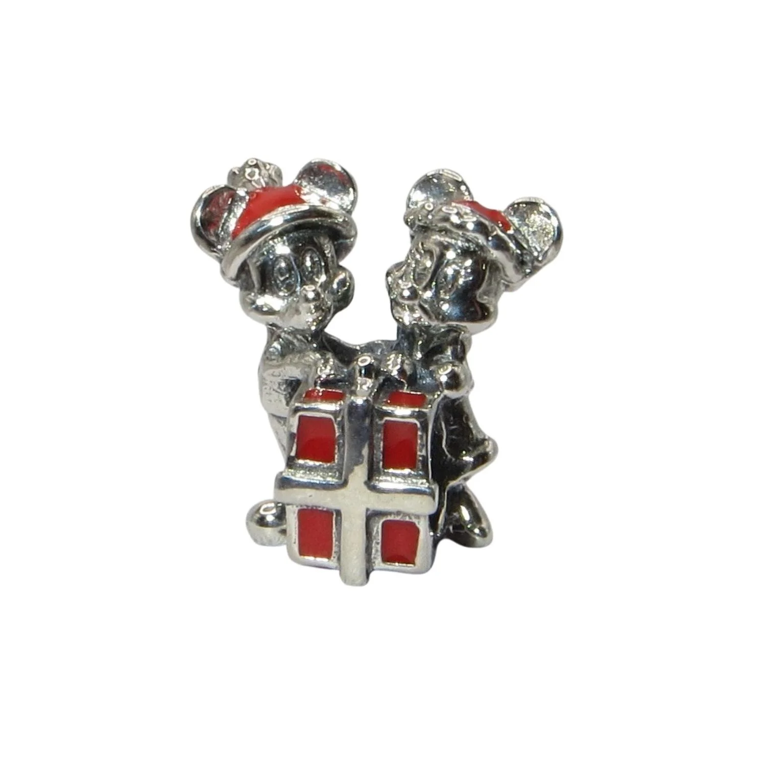 Pandora Christmas Disney Minnie & Mickey Gift Enamel SS .925 Charm 799194C01