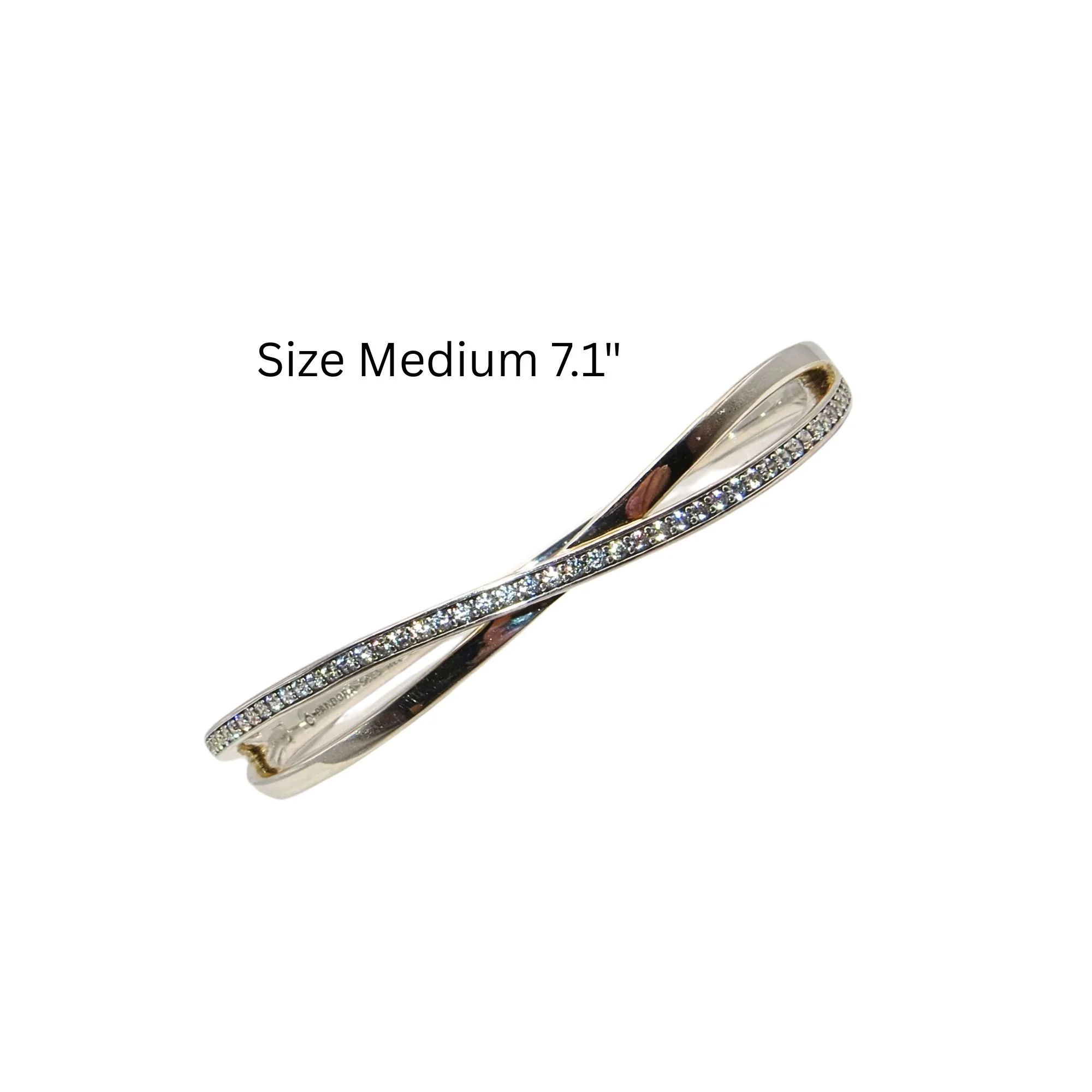 Pandora Entwined Crossover CZ 590533CZ Bangle Bracelet 7.1" SS .925 & Clear CZ