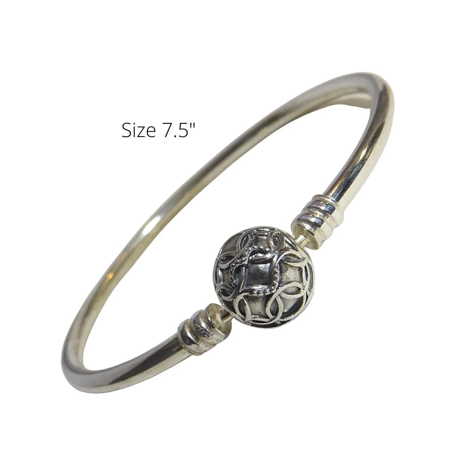 Pandora Bangle Pattern of Love Charm Bracelet Ltd Ed Size 7.5" SS .925 597137