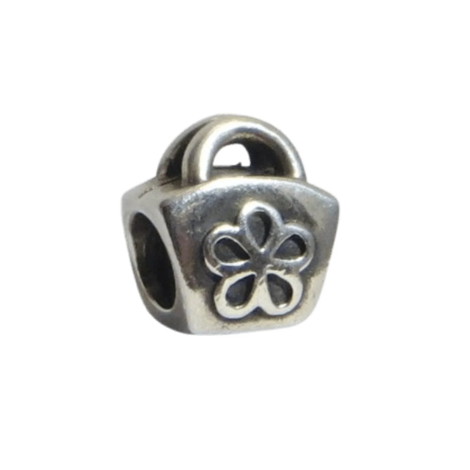 Pandora Vintage Scalloped Purse Handbag Blue CZ & Sterling Silver .925 Charm 790473BCZ