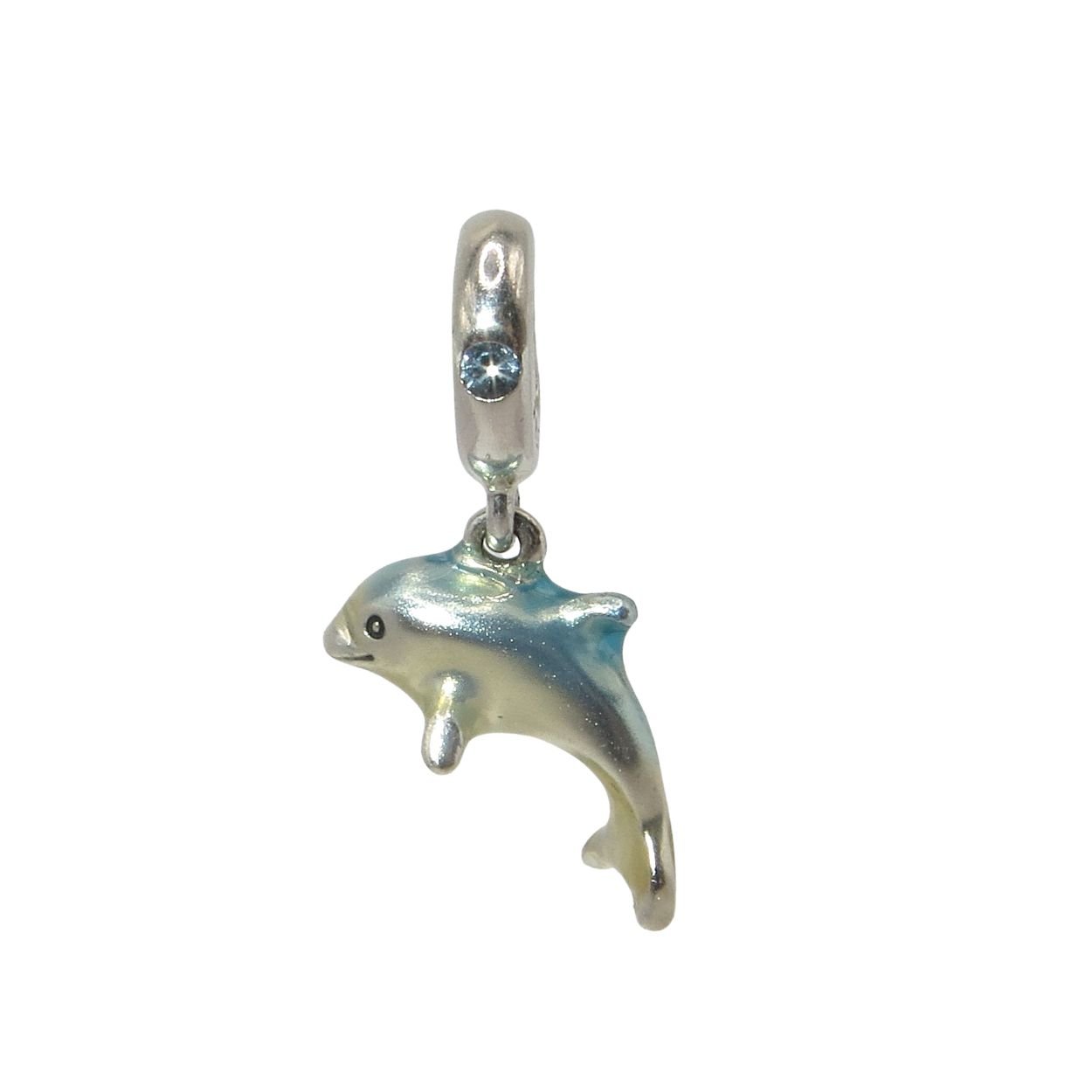 Pandora Rare Shimmering Blue Dolphin Sterling Silver Charm 798947C01