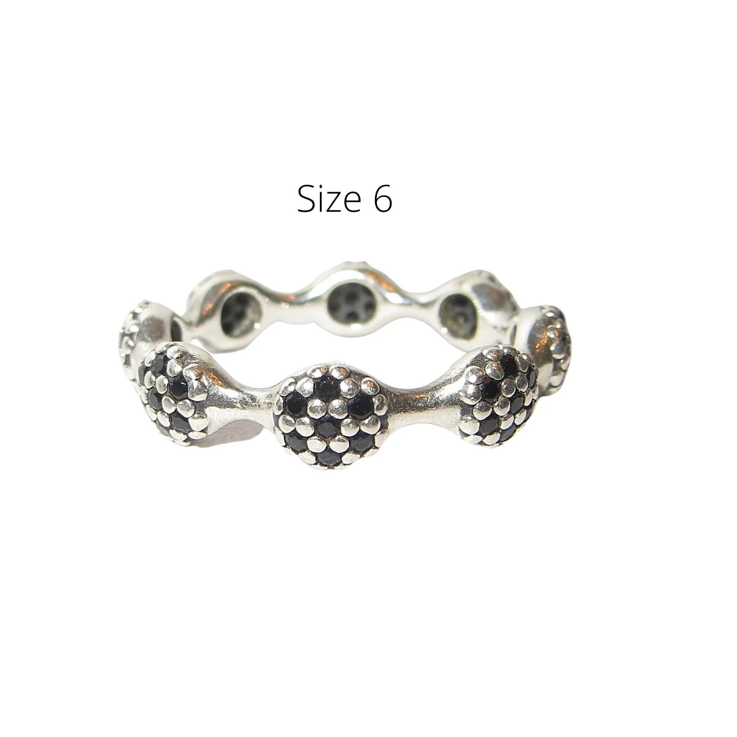 Pandora Love Pods Stacking Ring Size 6 Black CZ & Sterling Silver .925 190889NCK