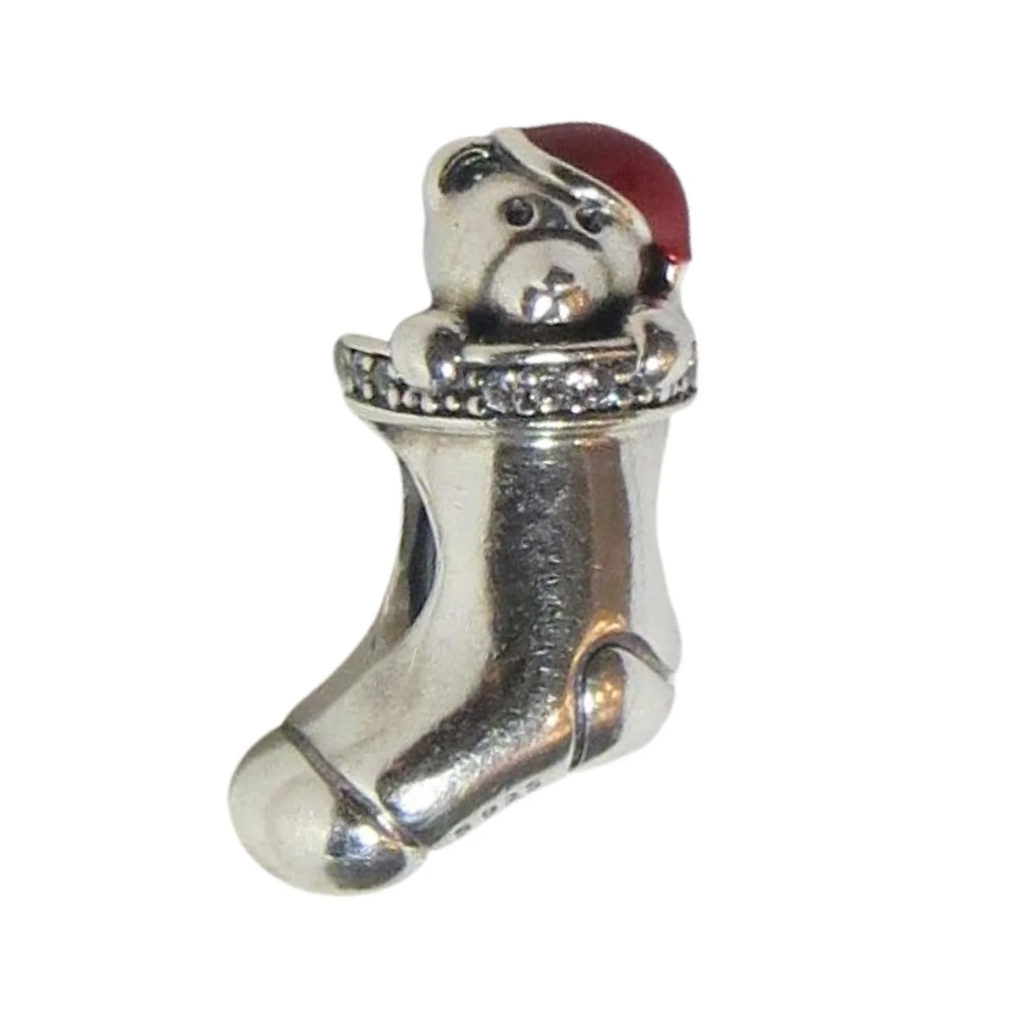 Pandora Christmas Stocking with Bear CZ Enamel & SS .925 Charm 791773CZ