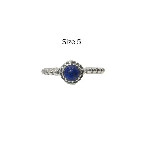 Pandora September Birthday Blooms Size 5 Lapis Lazuli & SS .925 Ring 190854LP