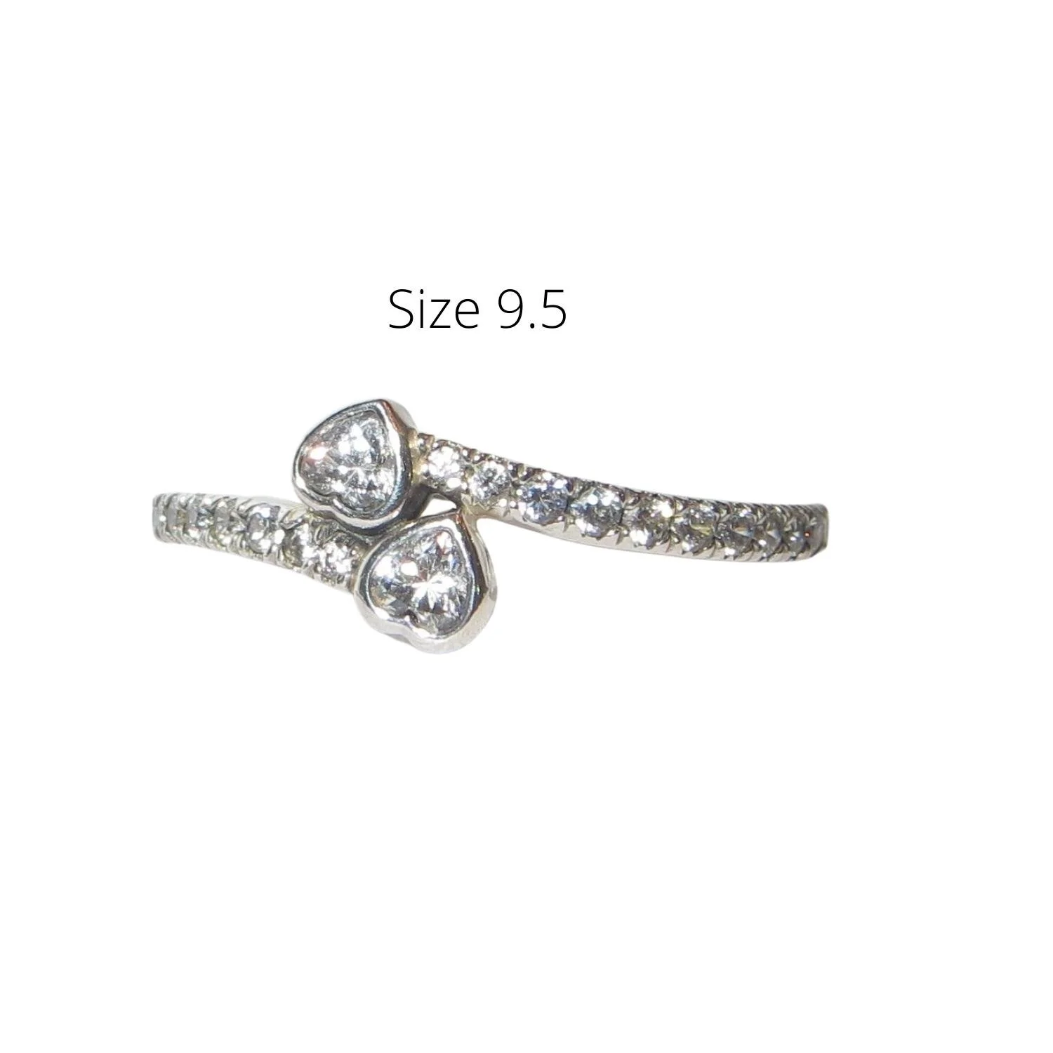 Pandora Forever Hearts Size 9.5 CZ Sterling Silver Stack Ring 191023CZ