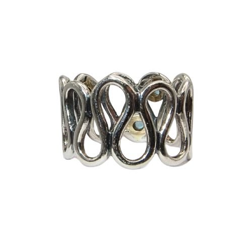 Pandora Infinity Sterling .925 14k Gold & Blue Topaz Ring Size 7 19384TPP Very Rare!!