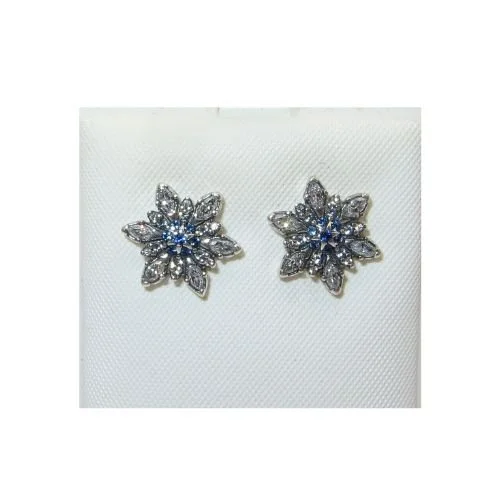 Pandora Crystallized Snowflakes Clear Blue CZ & SS Stud Earrings 290590NBLMX