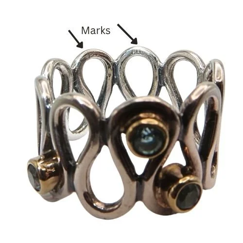 Pandora Infinity Sterling .925 14k Gold & Blue Topaz Ring Size 7 19384TPP Very Rare!!