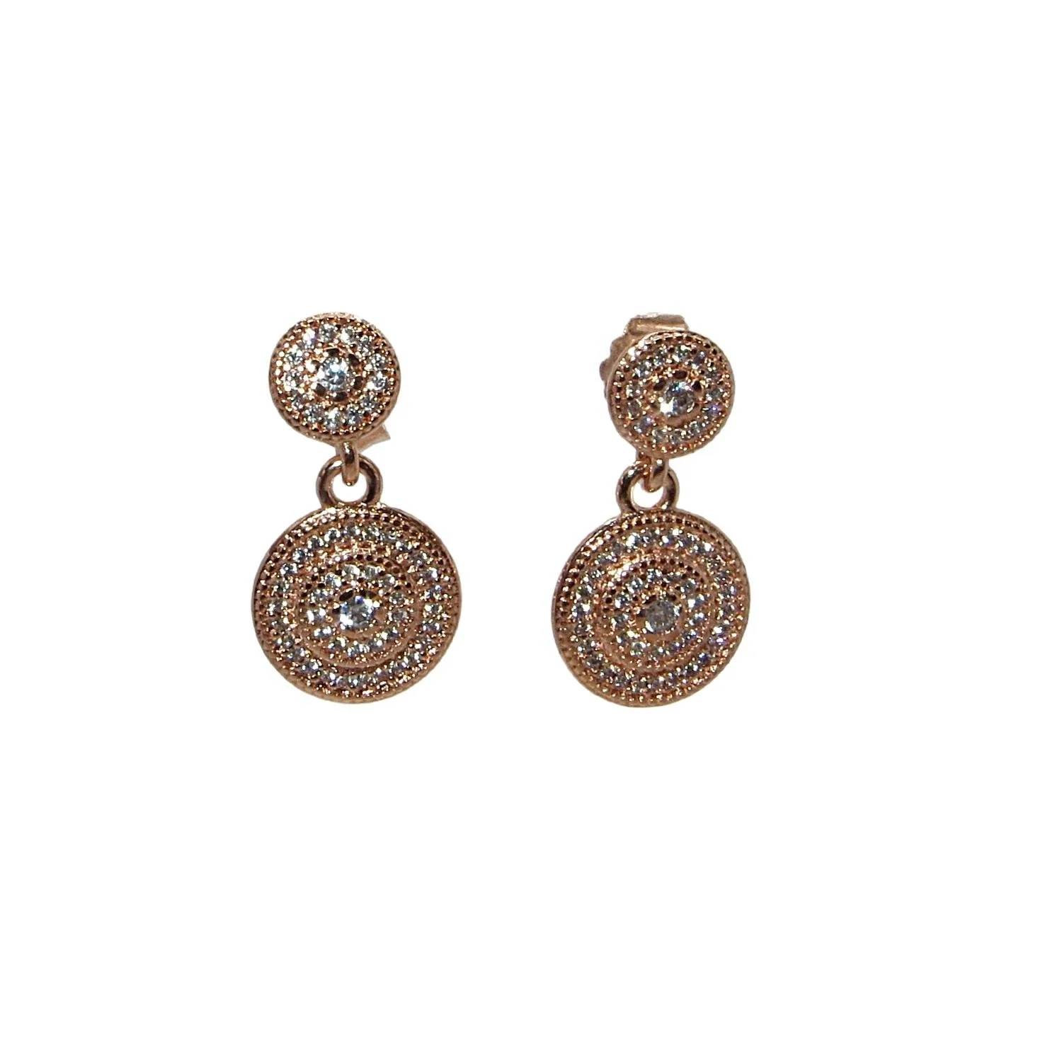 Pandora Radiant Elegance Rose Gold Plated SS .925 and Clear CZ Dangle Earrings 280886CZ