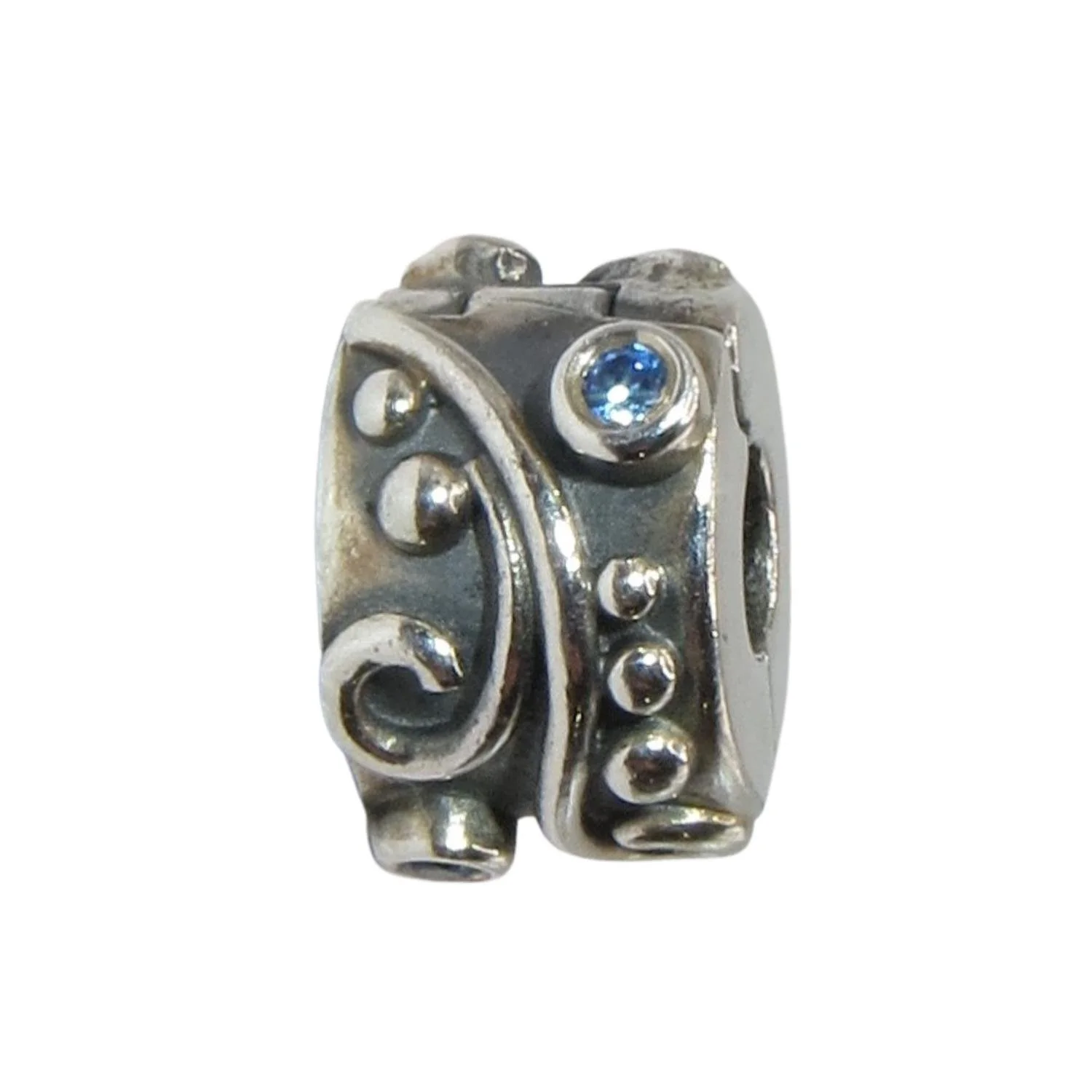 Pandora Tendrils in Blue CZ & Sterling Silver .925 Clip Charm 790380CZB