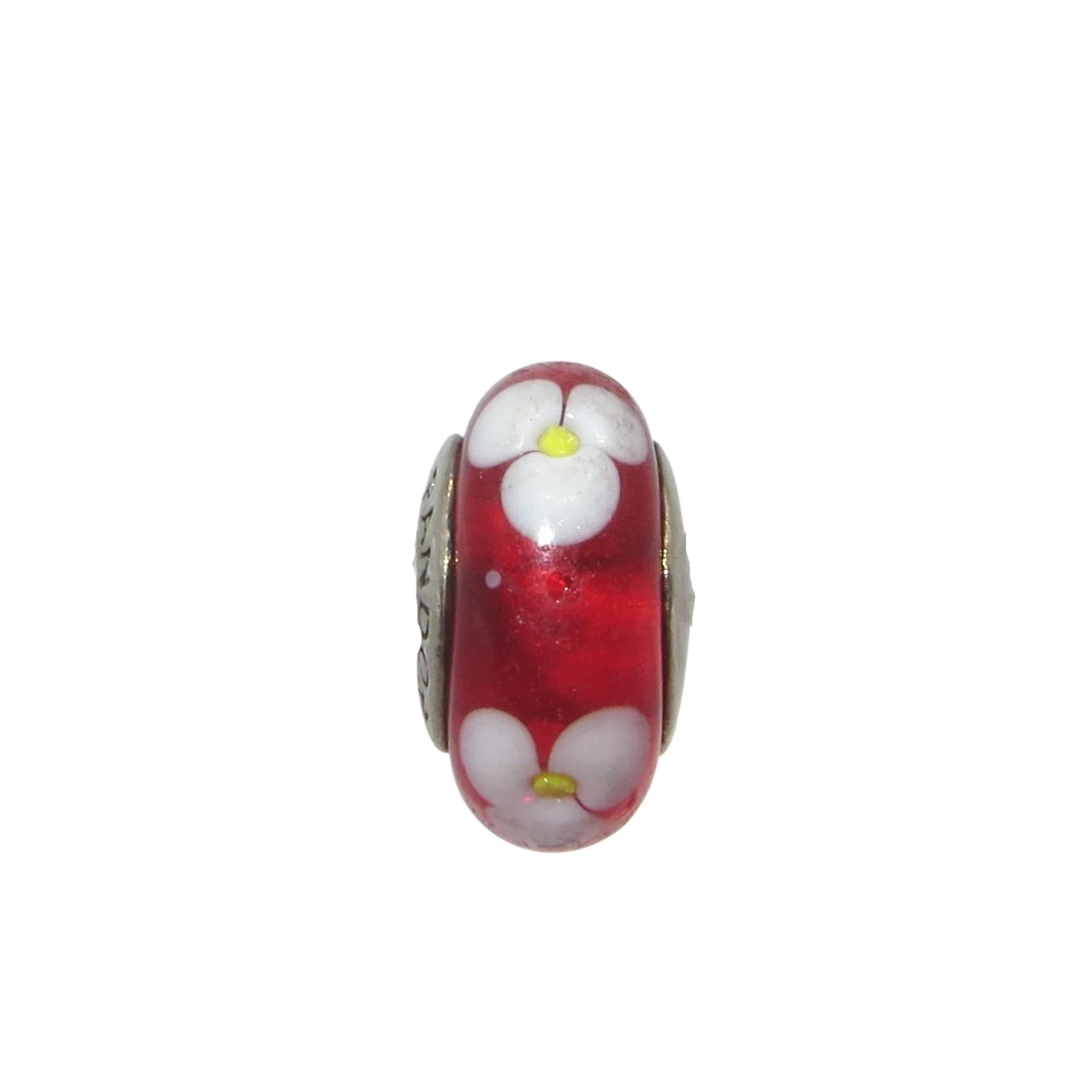 Pandora Red Flower Me Murano Glass & SS .925 Charm 790622