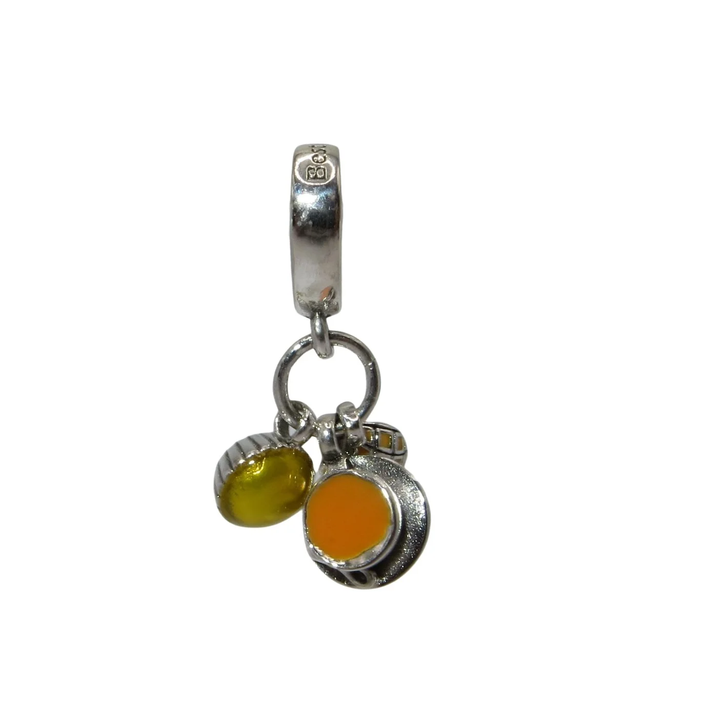 Pandora RARE! Hong Kong Egg Tart Milk Tea & Pineapple Best Friends Enamel & SS .925 Charm 798355ENMX