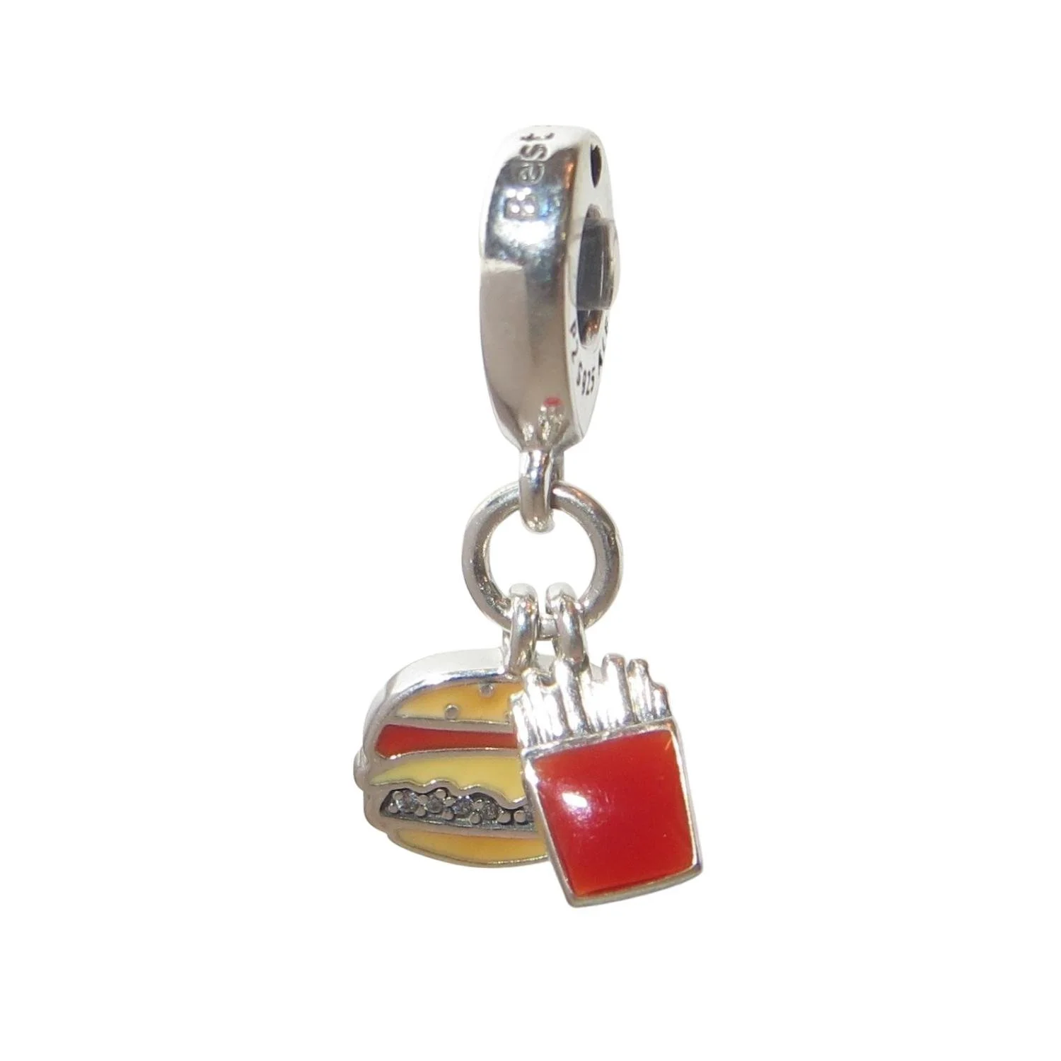 Pandora Burger and Fries Enamel and Sterling Silver .925 Charm 797211ENMX