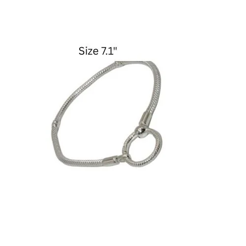 Pandora Snake Chain T-Bar Charm Bracelet 2 Station Sterling Silver 7.1" 599082